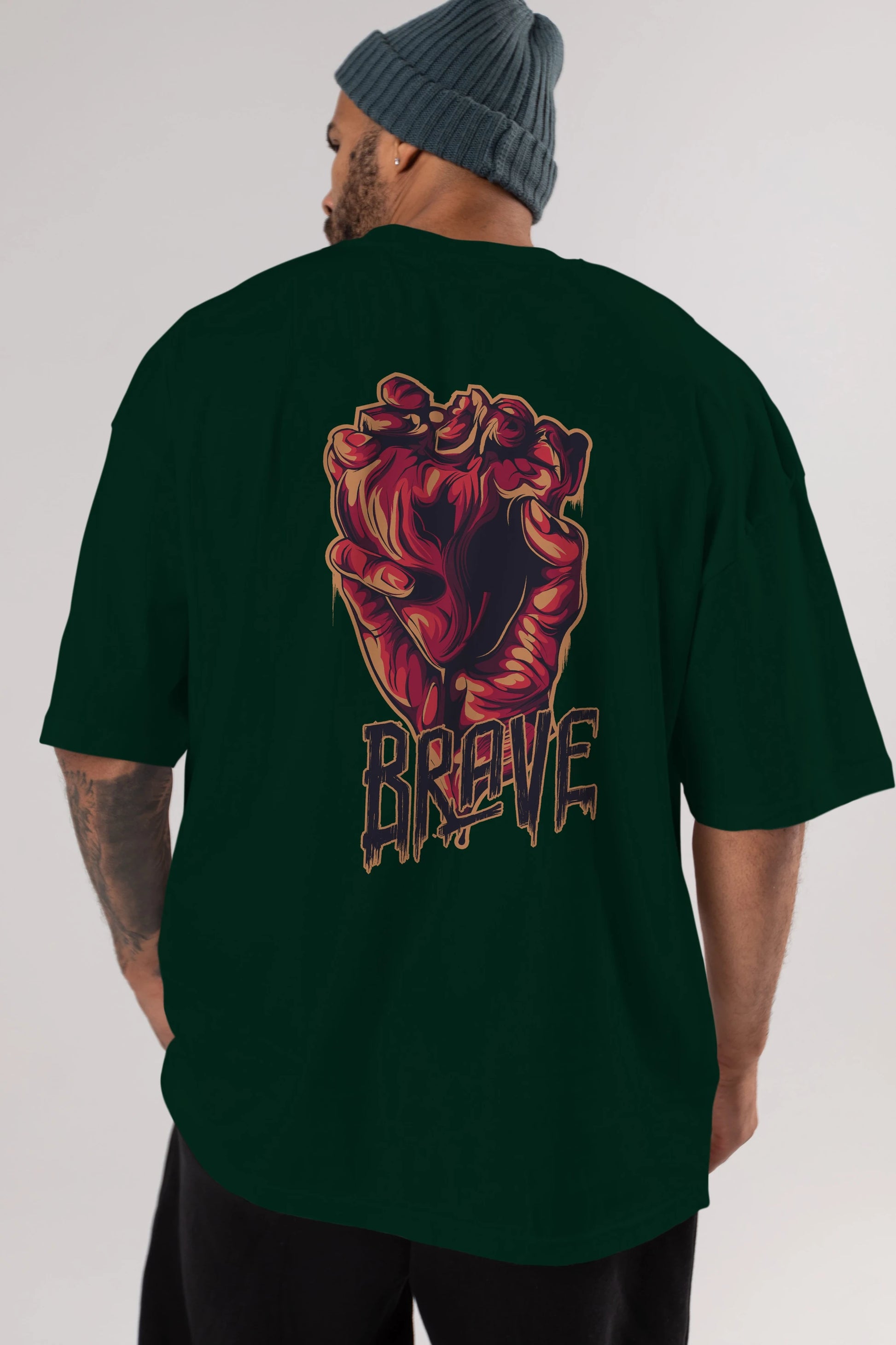 Brave Streetwear Arka Baskılı Oversize t-shirt Erkek Kadın Unisex