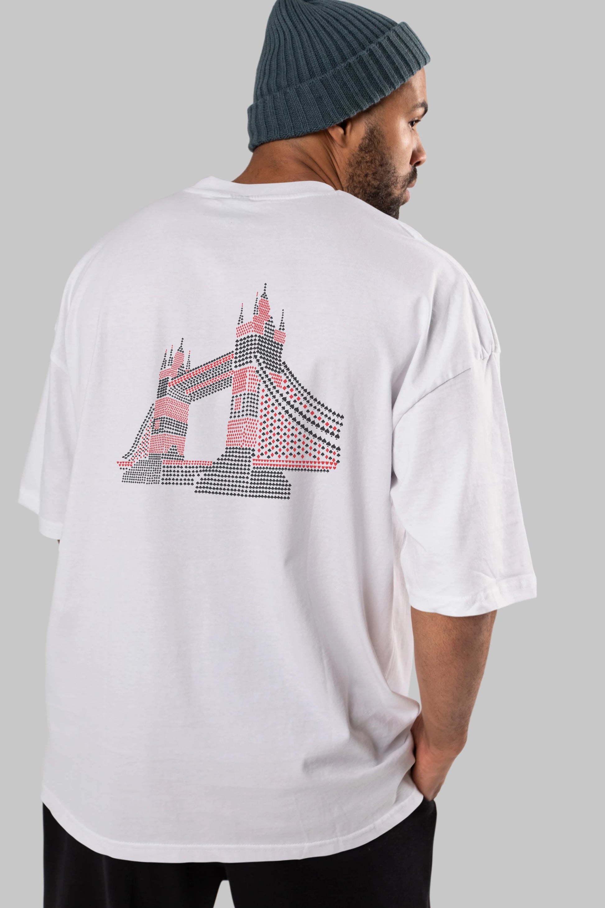 The Bridge Arka Baskılı Oversize t-shirt %100 pamuk Erkek Kadın Unisex