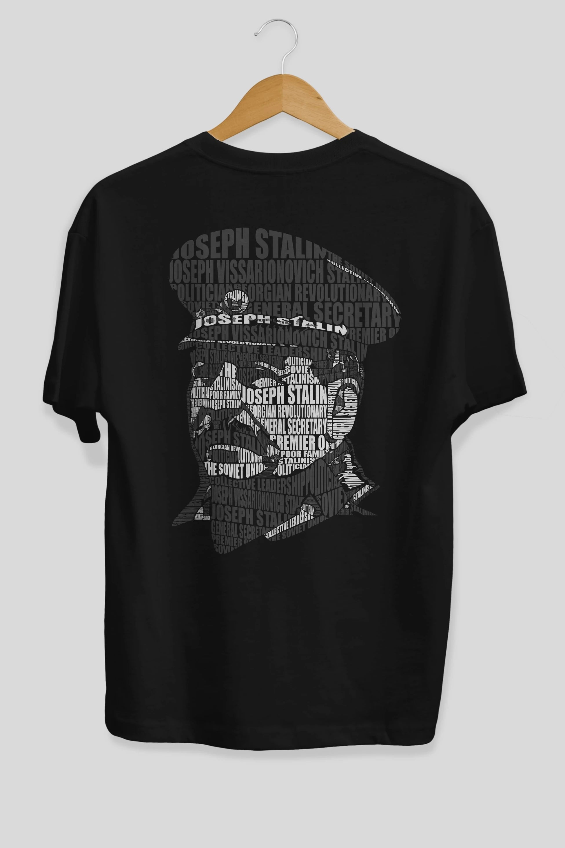Joseph Stalin Calligram Arka Baskılı Oversize t-shirt %100 pamuk Erkek Kadın Unisex