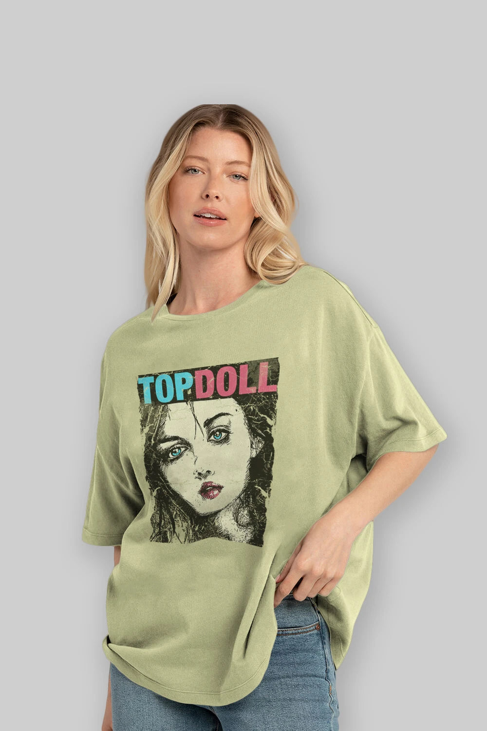 Topdoll Streetwear Ön Baskılı Oversize t-shirt Erkek Kadın Unisex