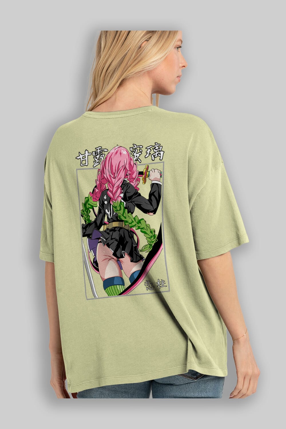 Mitsuri DEMONSLAYER Anime Arka Baskılı Oversize t-shirt Erkek Kadın Unisex