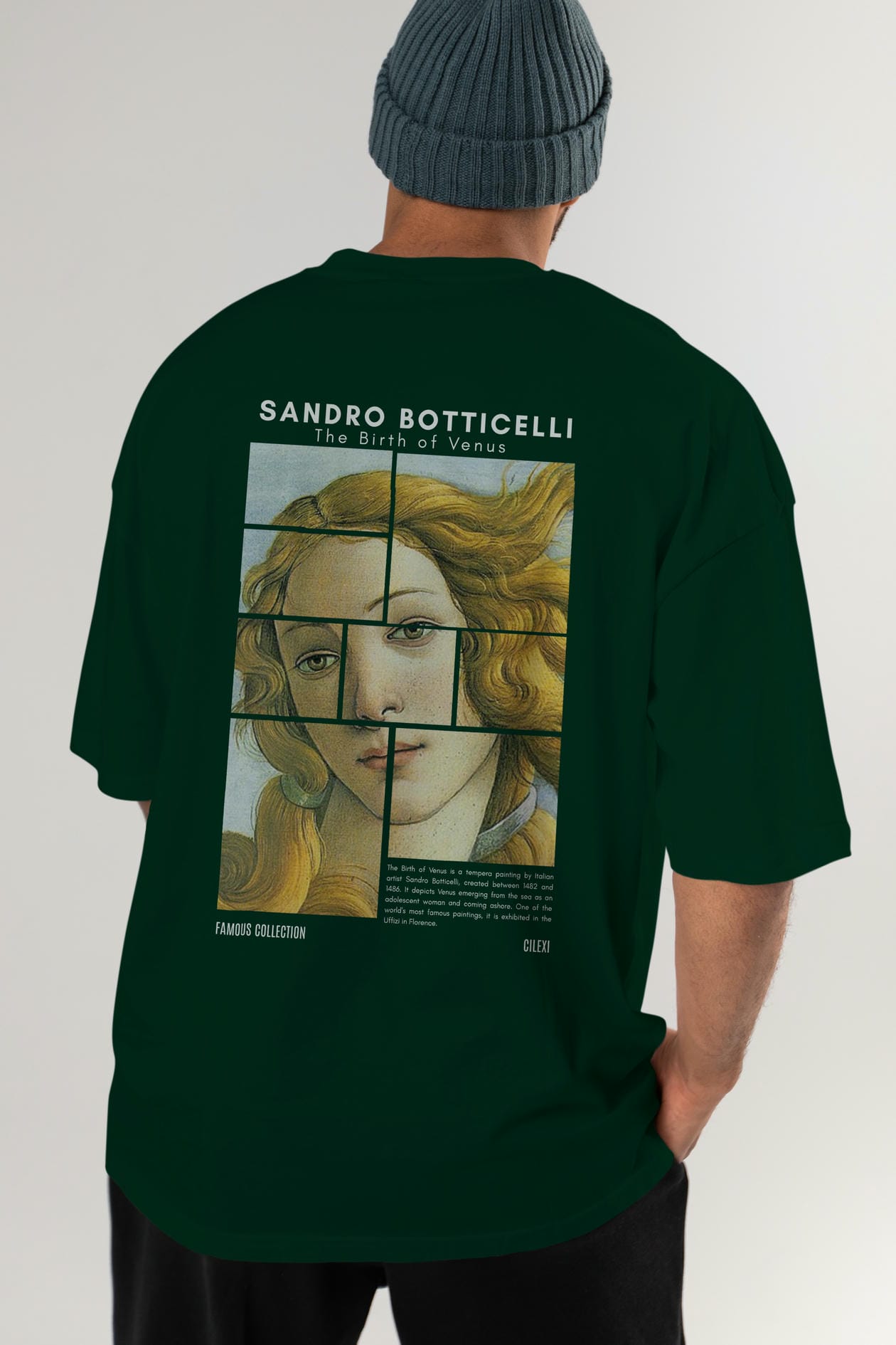 Sandro Botticelli Arka Baskılı Oversize t-shirt Erkek Kadın Bisiklet Yaka Pamuk tişort