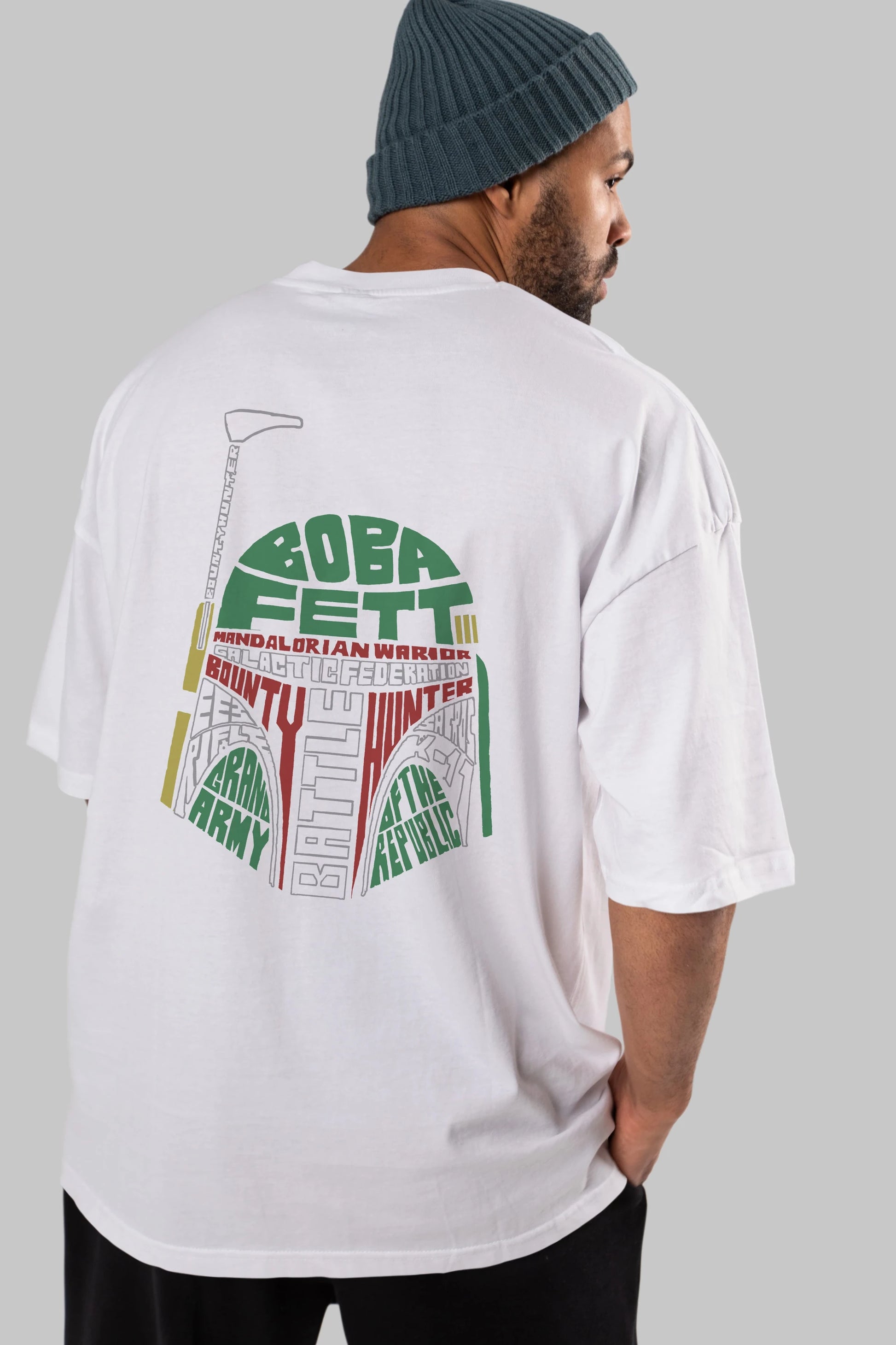 Boba Fett (2) Arka Baskılı Oversize t-shirt %100 pamuk Erkek Kadın Unisex