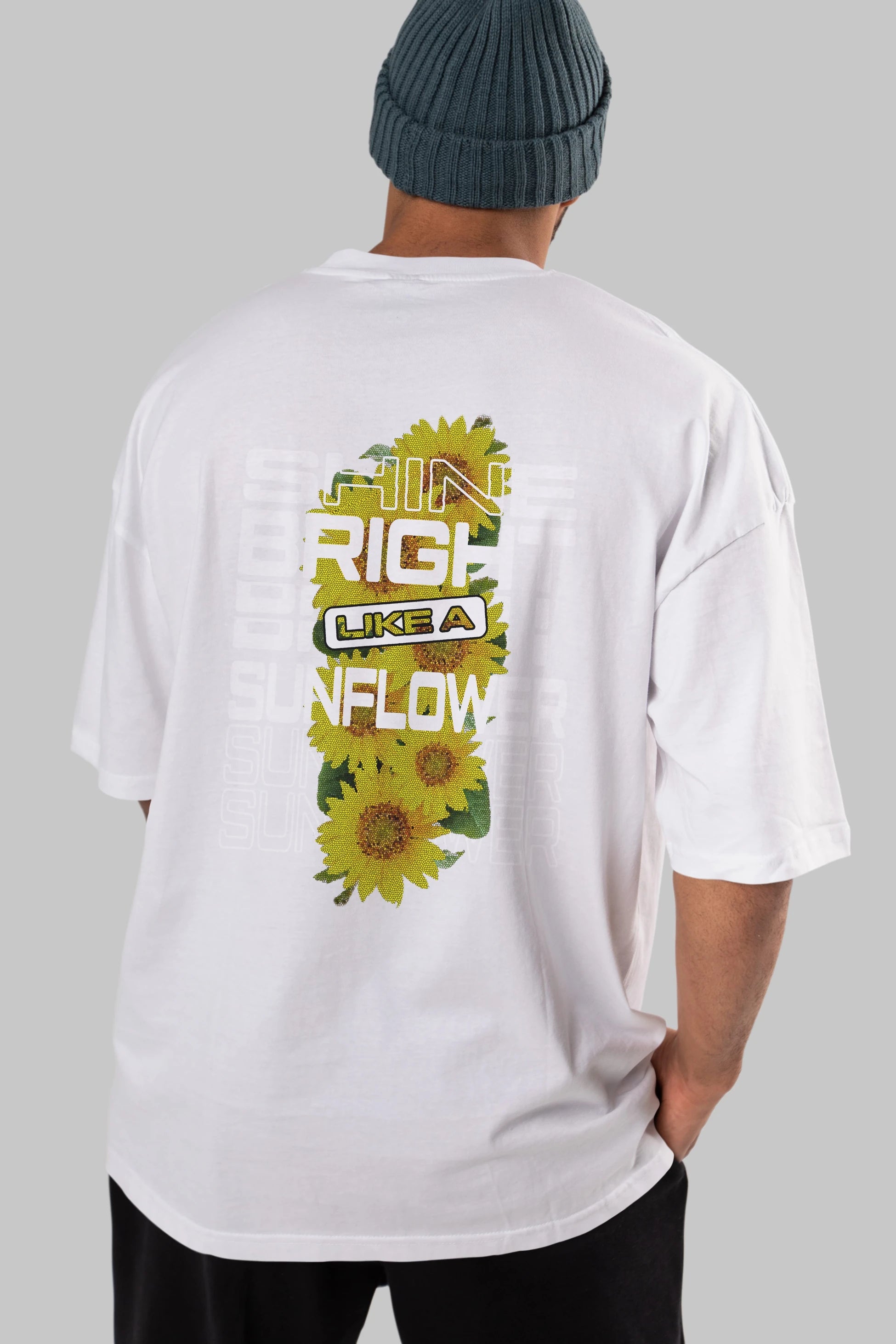 Shine bright like a sunflower Arka Baskılı Oversize t-shirt Erkek Kadın Unisex