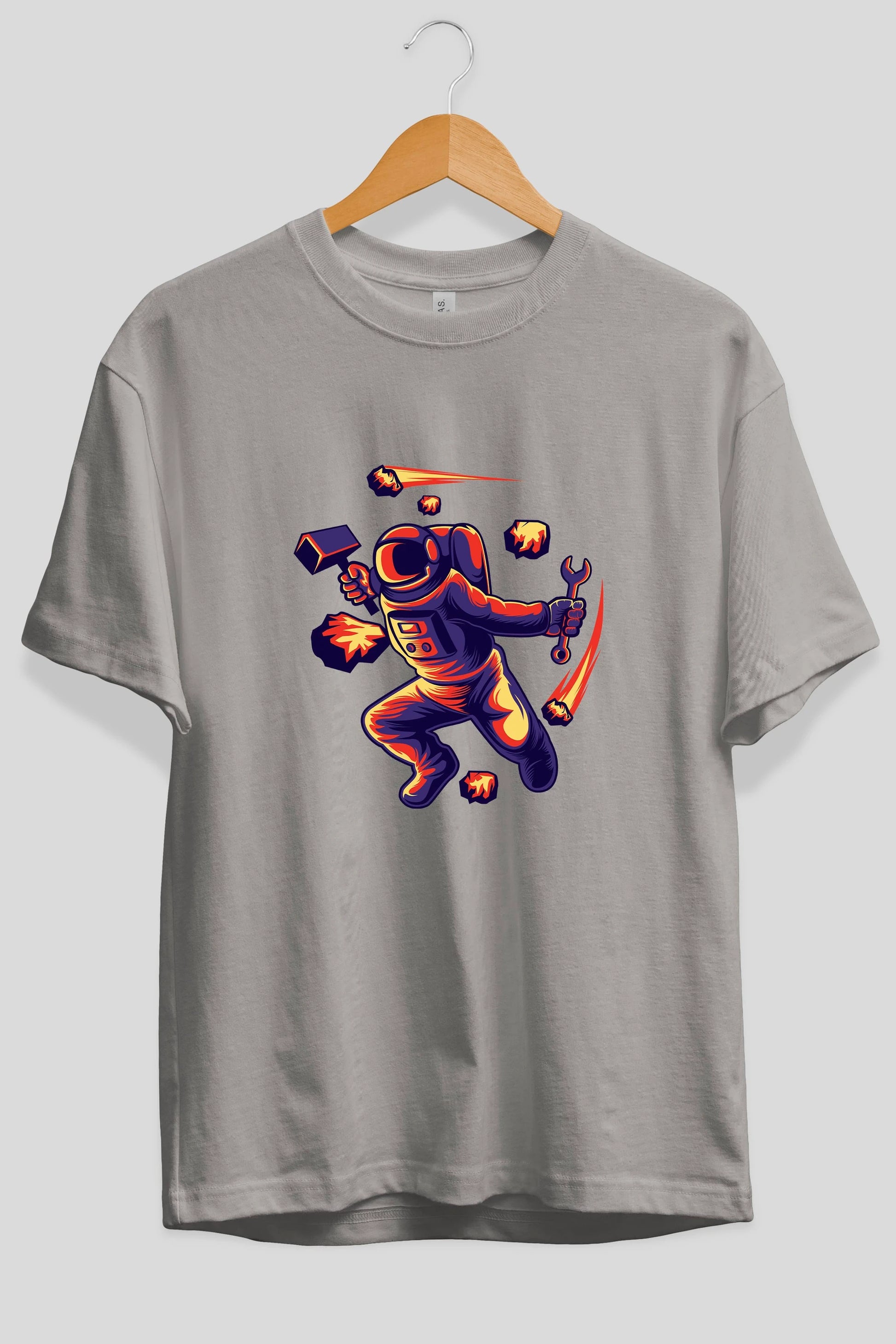 Astronaut Block Meteor Ön Baskılı Oversize t-shirt Erkek Kadın Unisex