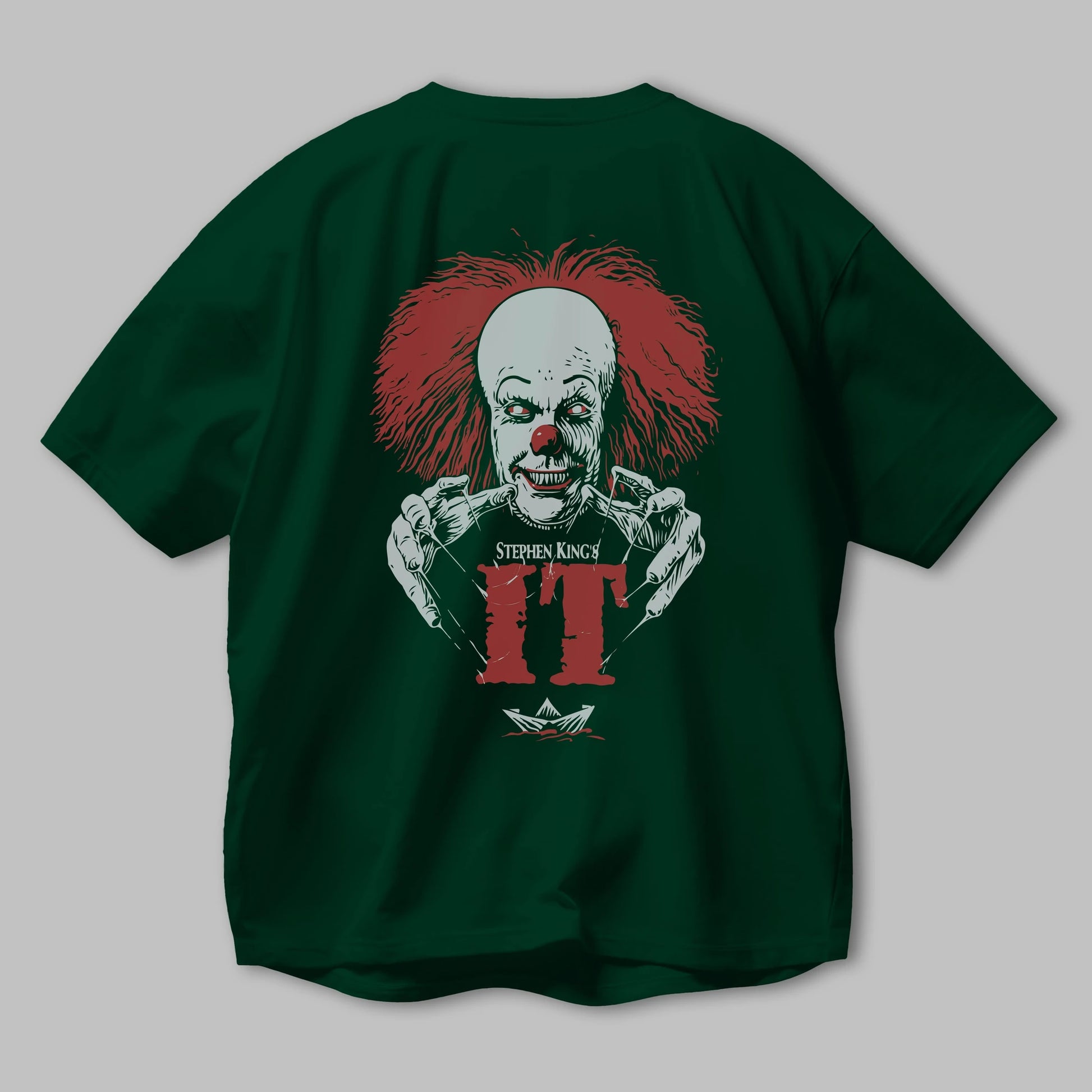 it Arka Baskılı Oversize t-shirt Erkek Kadın Unisex %100 Pamuk Bisiklet Yaka tişort
