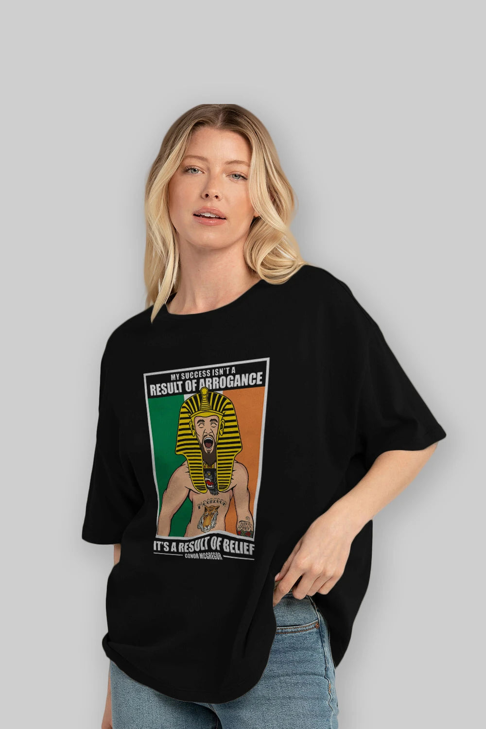 McGregor Pharaoh Ön Baskılı Oversize t-shirt Erkek Kadın Unisex %100 Pamuk tişort