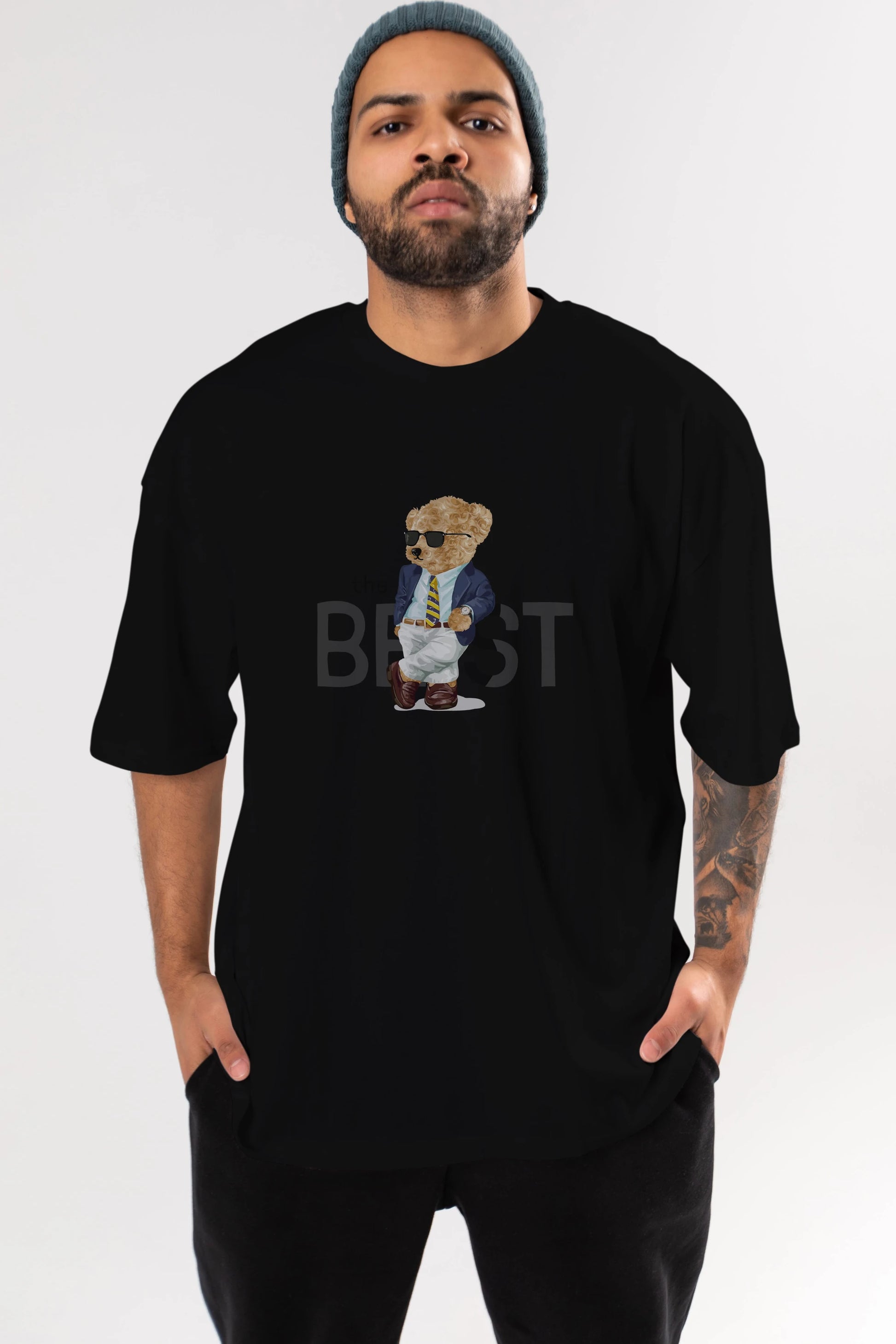 Teddy Bear The Best Ön Baskılı Oversize t-shirt Erkek Kadın Unisex %100 Pamuk