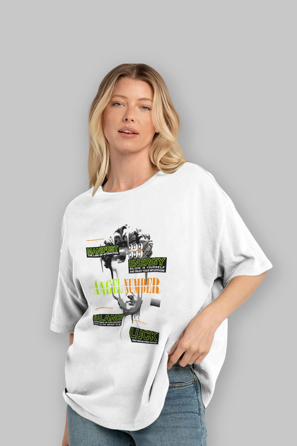 Angel Number Ön Baskılı Oversize t-shirt Erkek Kadın Unisex
