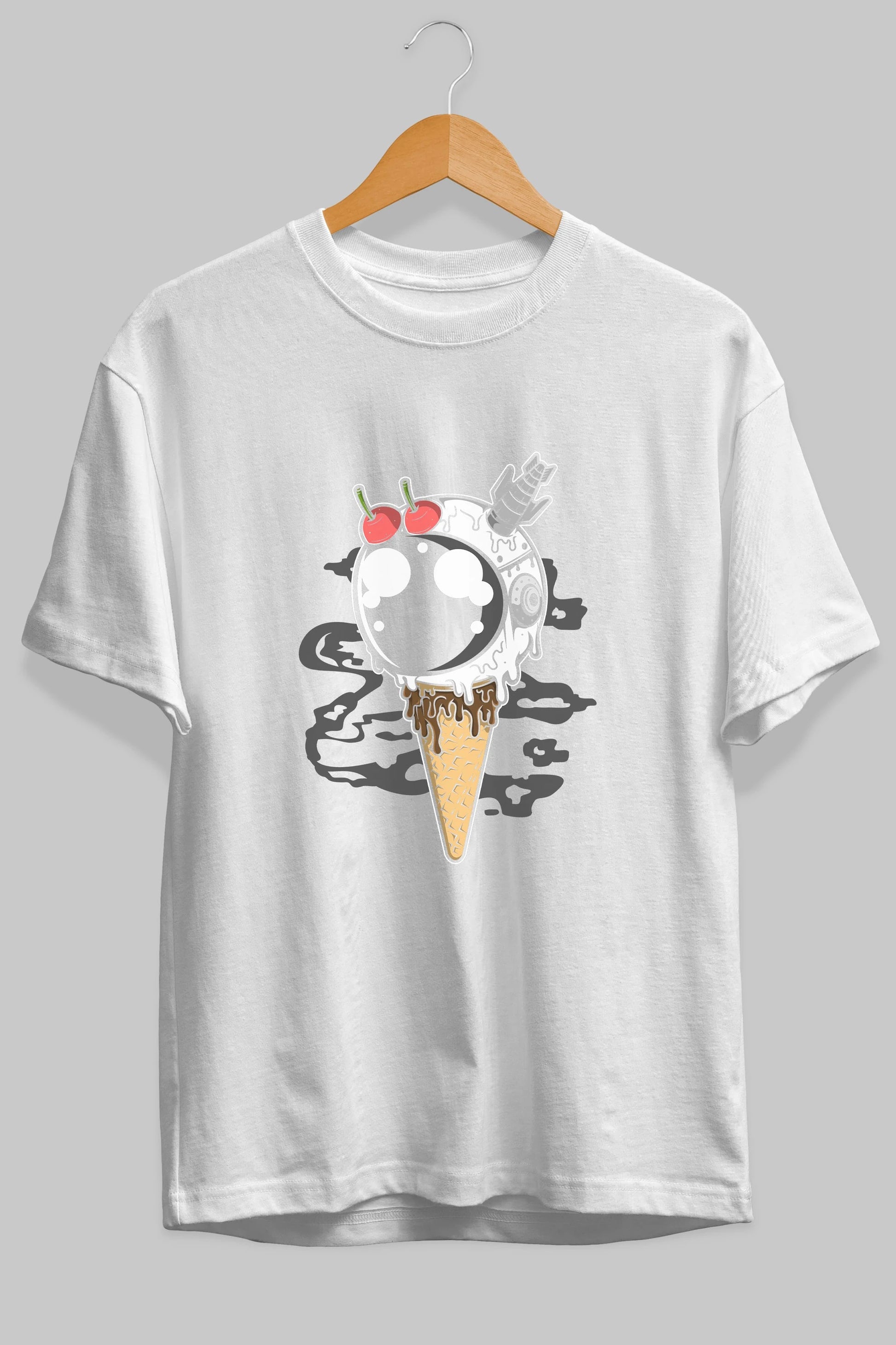 Astronaut Ice Cream Ön Baskılı Oversize t-shirt Erkek Kadın Unisex