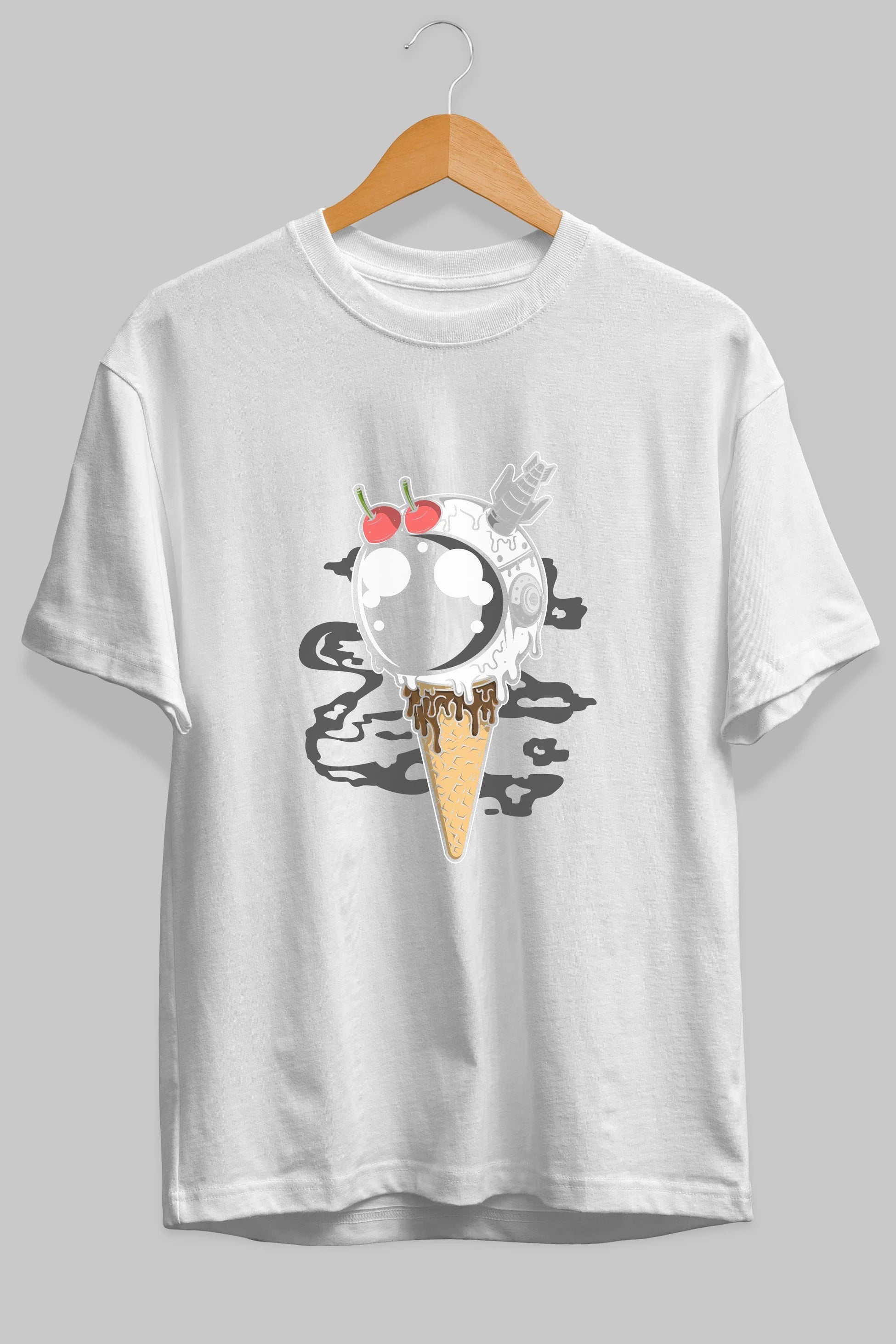 Astronaut Ice Cream Ön Baskılı Oversize t-shirt Erkek Kadın Unisex