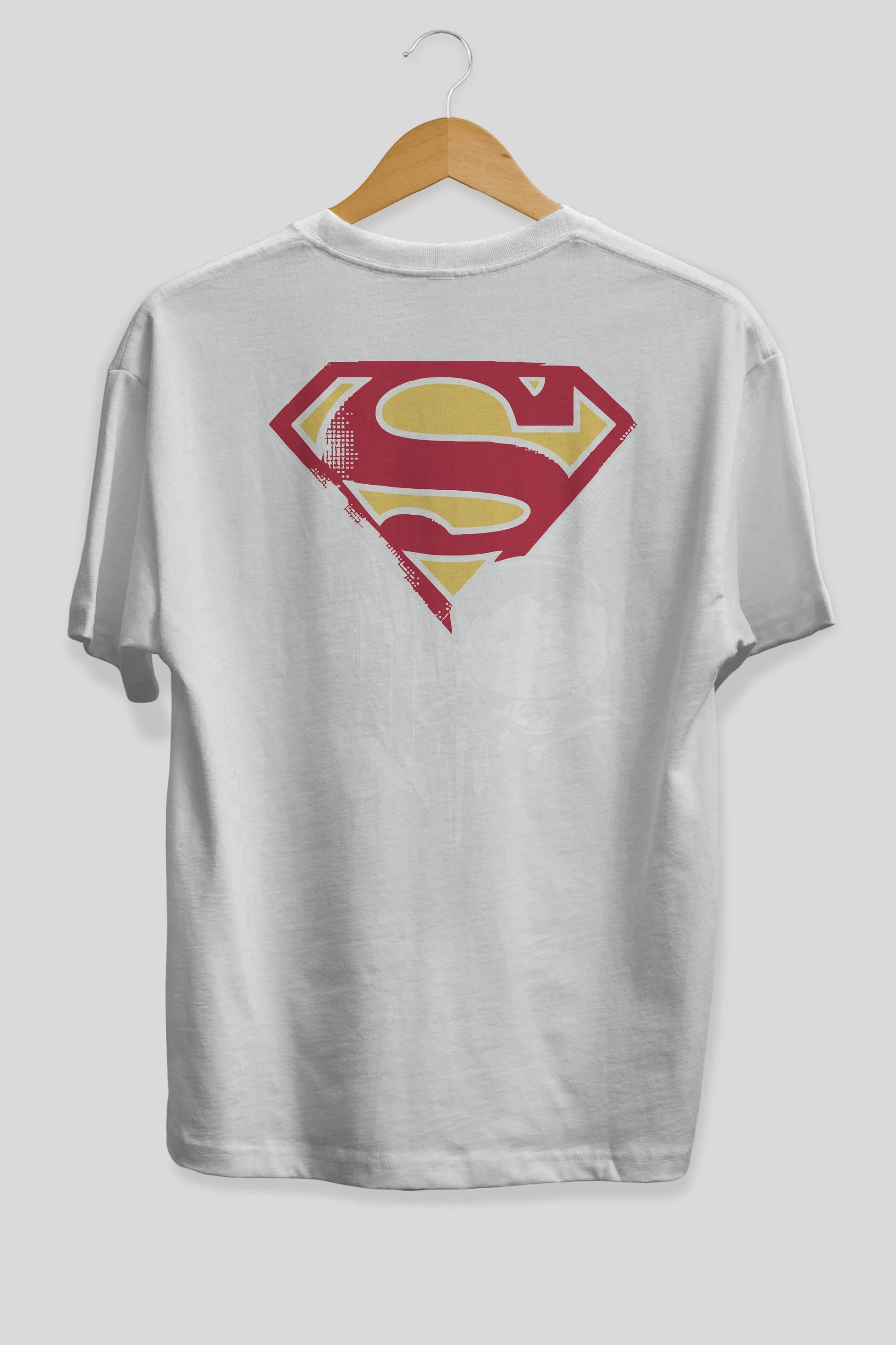Superman Arka Baskılı Oversize t-shirt Erkek Kadın Unisex %100 Pamuk Bisiklet Yaka tişort