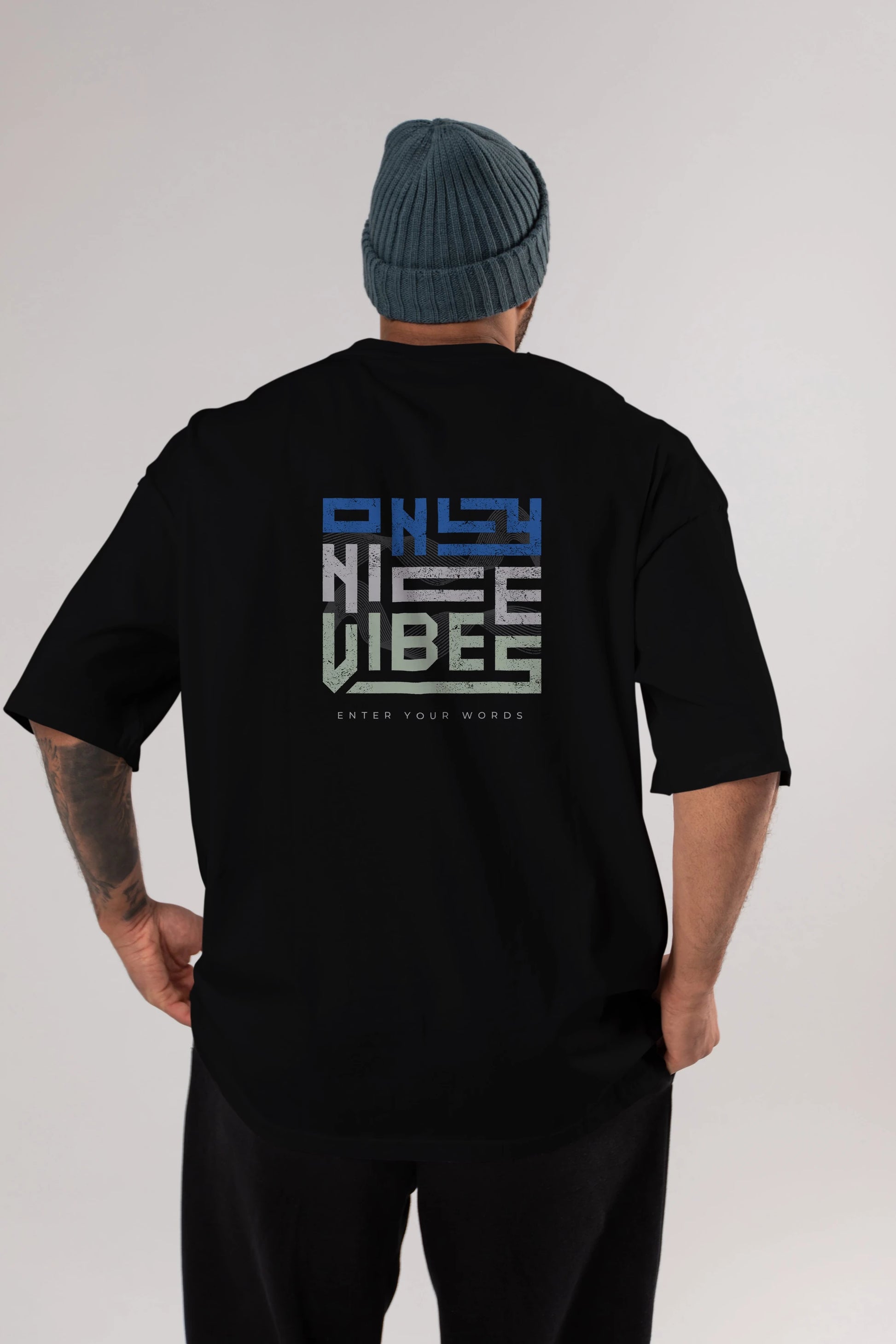 Only Nice Vibes Arka Baskılı Oversize t-shirt Erkek Kadın Unisex