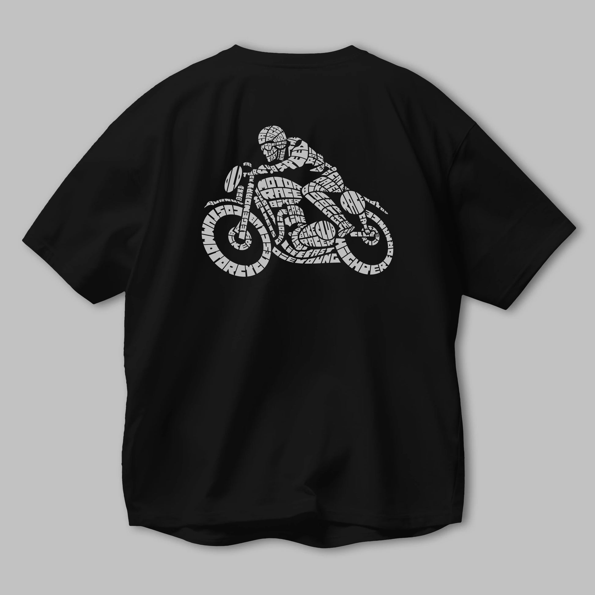 Caferacer Arka Baskılı Oversize t-shirt %100 pamuk Erkek Kadın Unisex