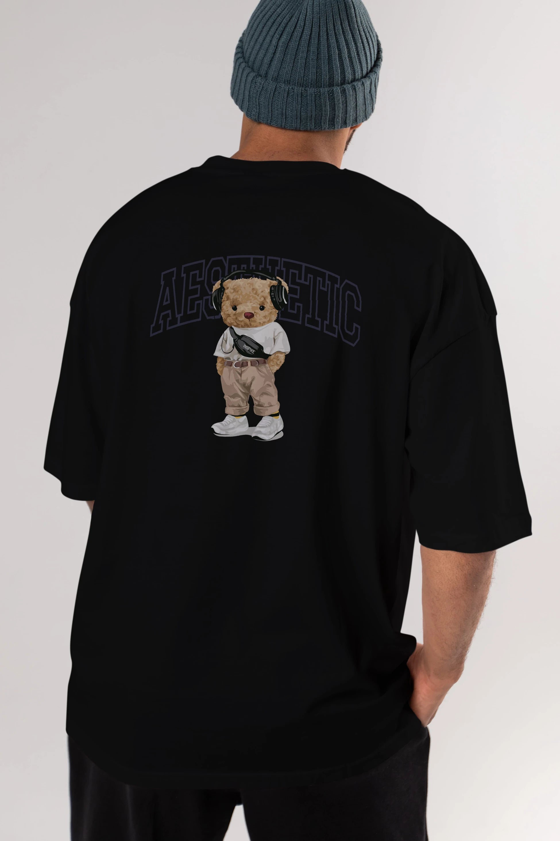 Teddy Bear Aesthetıc Arka Baskılı Oversize t-shirt Erkek Kadın Unisex %100 Pamuk
