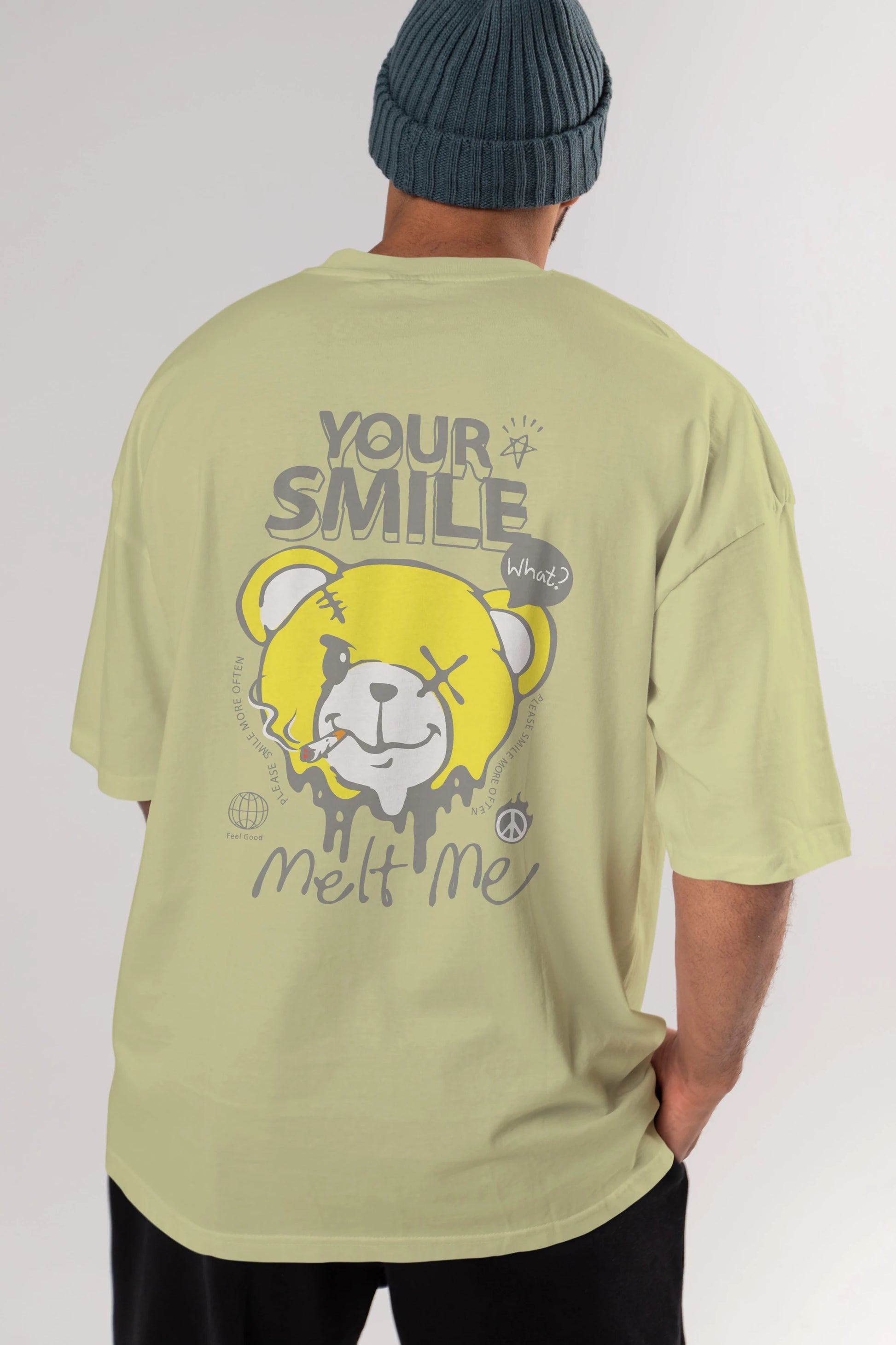 Your Smile Bear Arka Baskılı Oversize t-shirt Erkek Kadın Unisex
