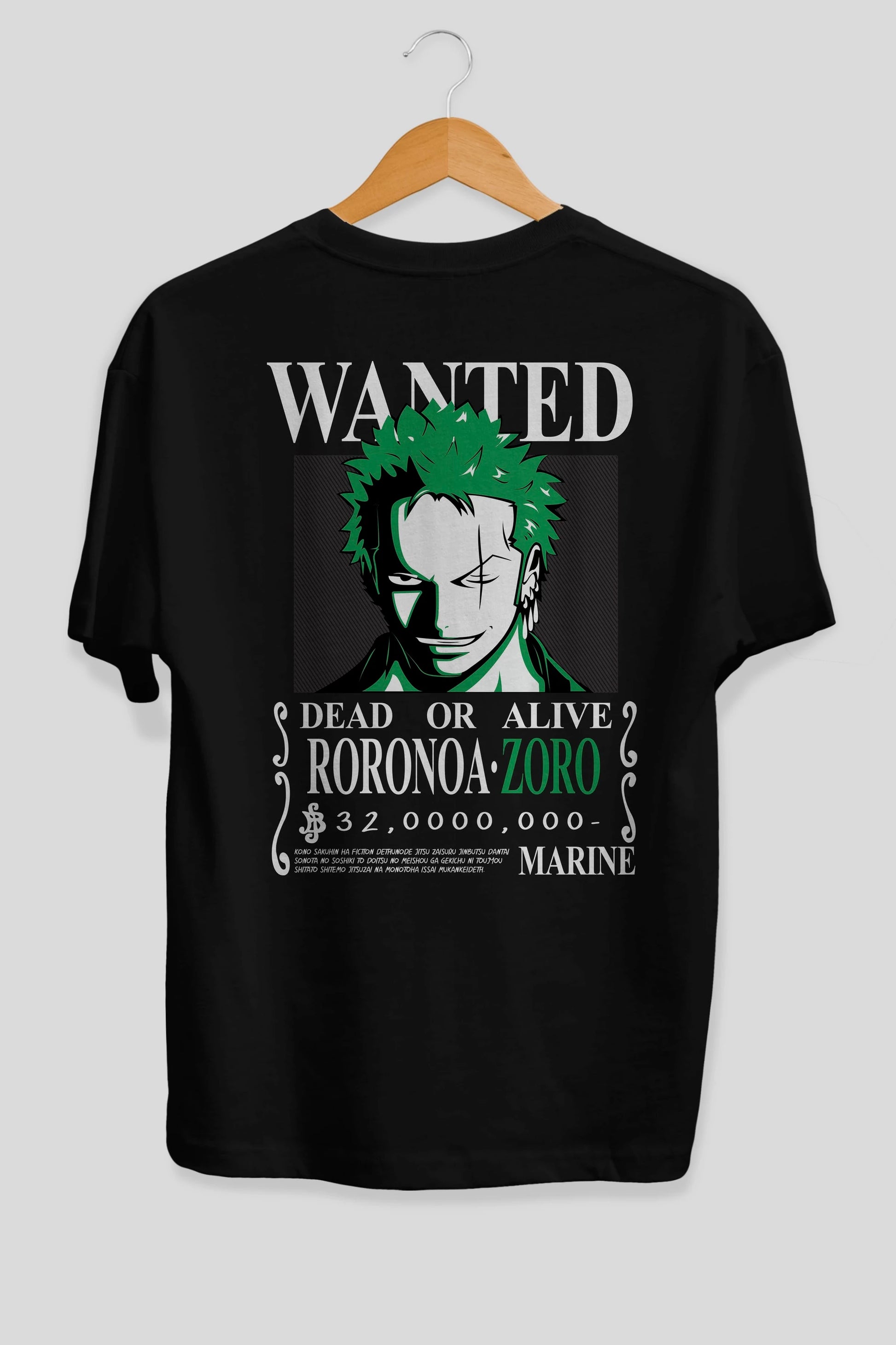 Roronoa Zoro Anime Arka Baskılı Oversize t-shirt Erkek Kadın Unisex %100 pamuk tişort