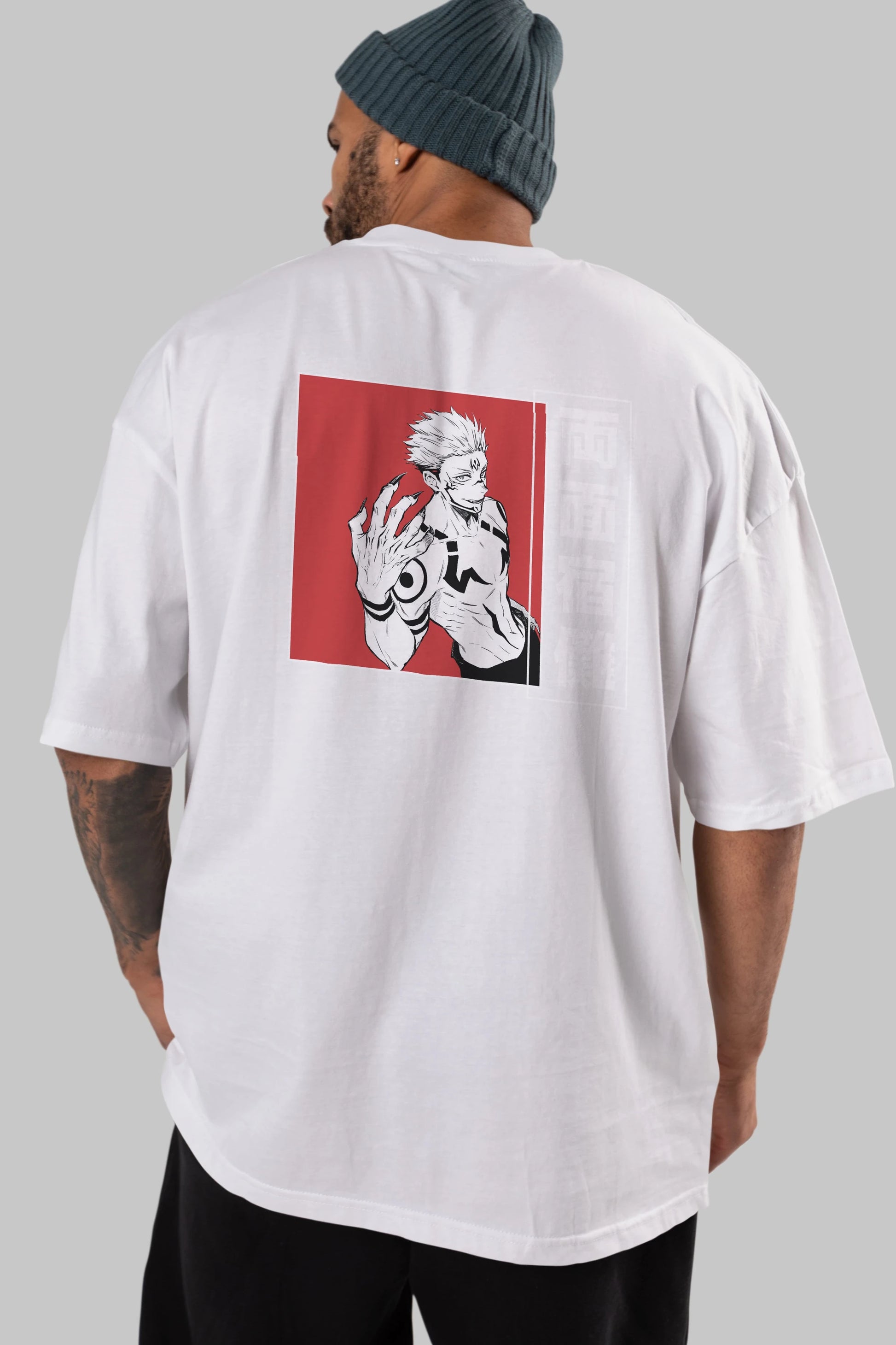 Sukuna Ryoumen 2 Anime Arka Baskılı Oversize t-shirt Erkek Kadın Unisex