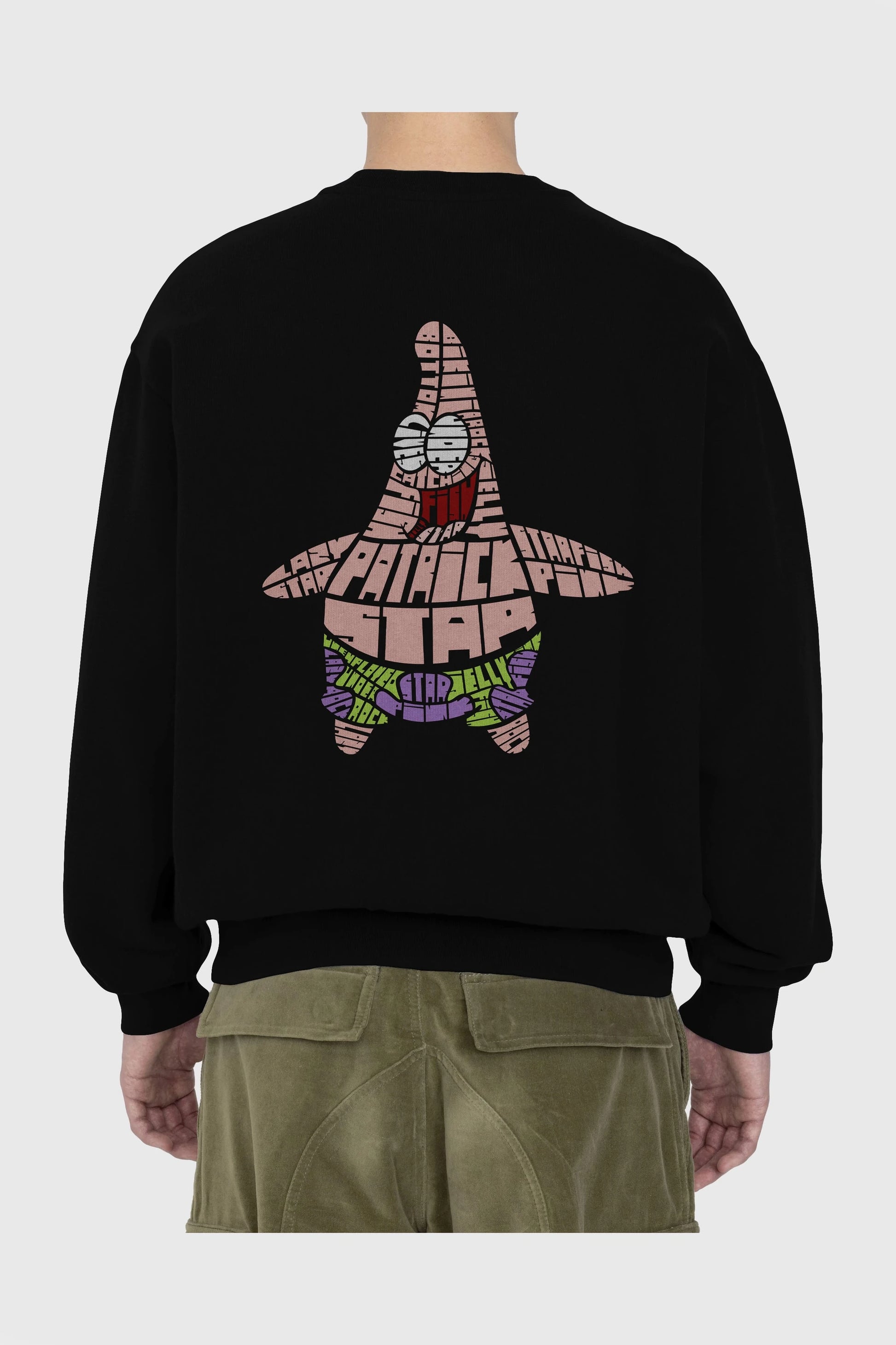 Patrick Star Arka Baskılı Oversize Sweatshirt Erkek Kadın Unisex