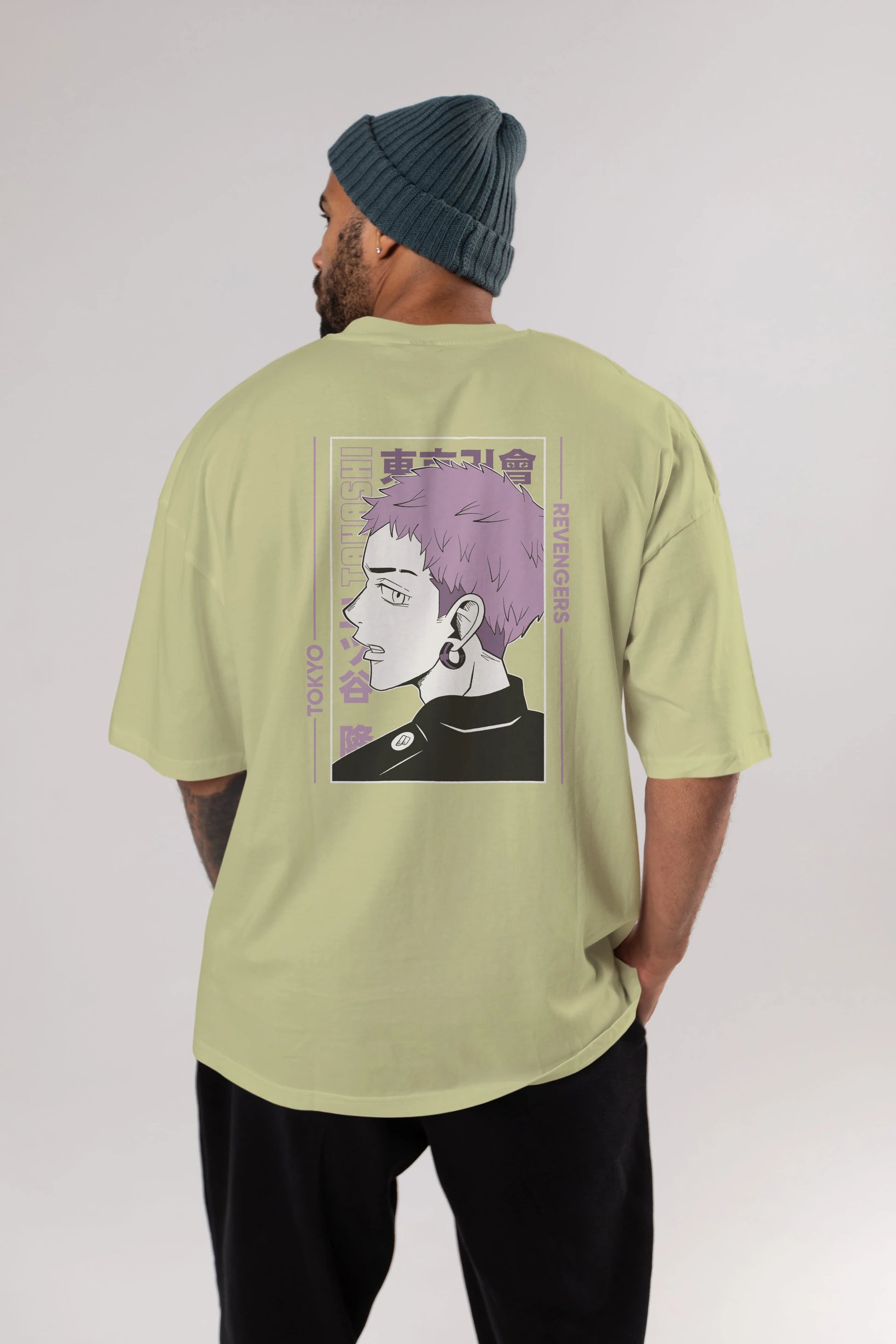 Takashi Mitsuya Anime Arka Baskılı Oversize t-shirt Erkek Kadın Unisex