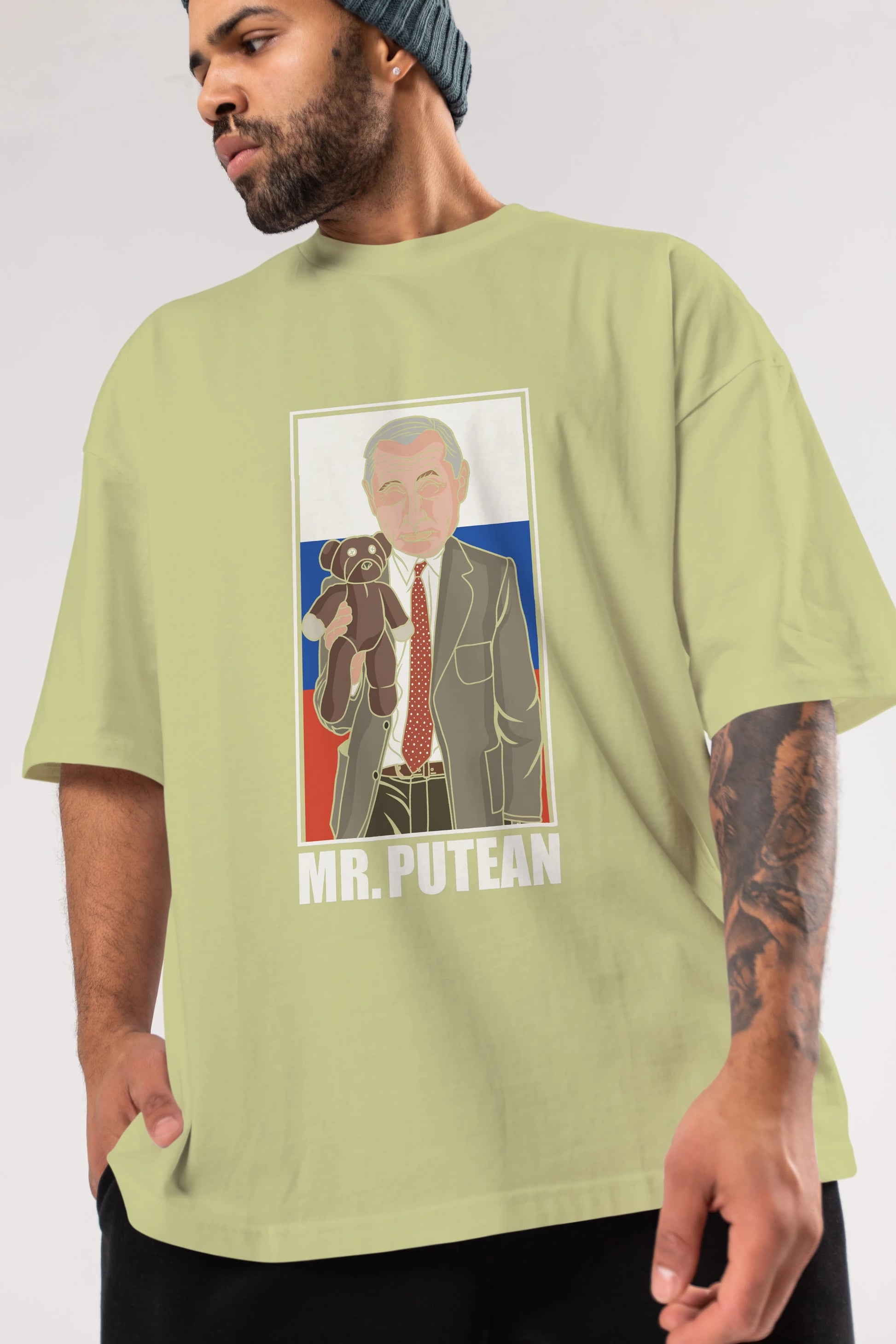 Mr Putean Ön Baskılı Oversize t-shirt Erkek Kadın Unisex %100 Pamuk tişort
