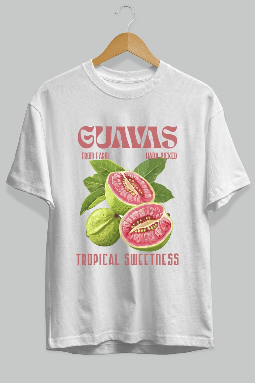 Guavas Ön Baskılı Oversize t-shirt Erkek Kadın Pamuk Bisiklet Yaka tişort