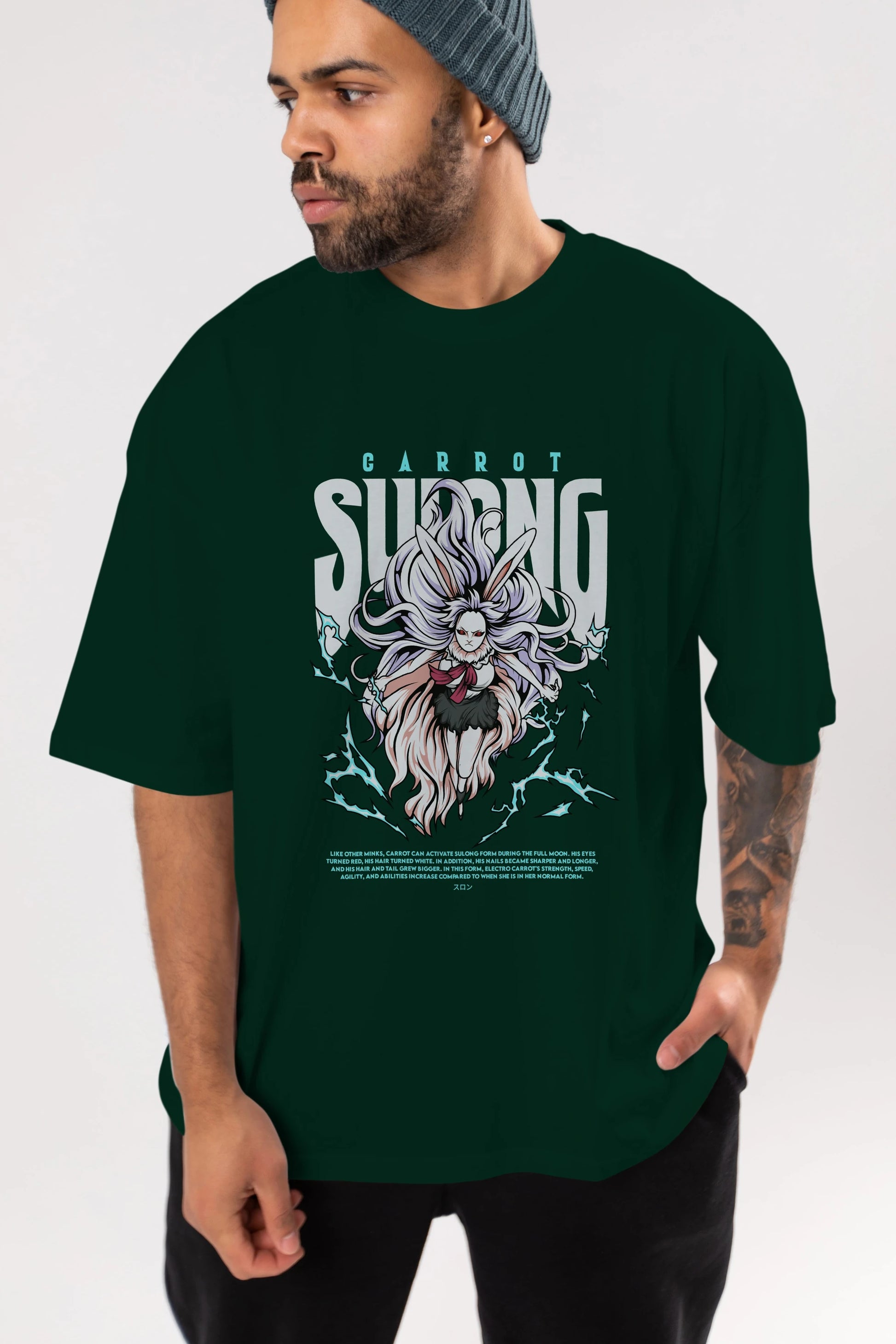 Carrot Sulong Anime Ön Baskılı Oversize t-shirt %100 pamuk Erkek Kadın Unisex