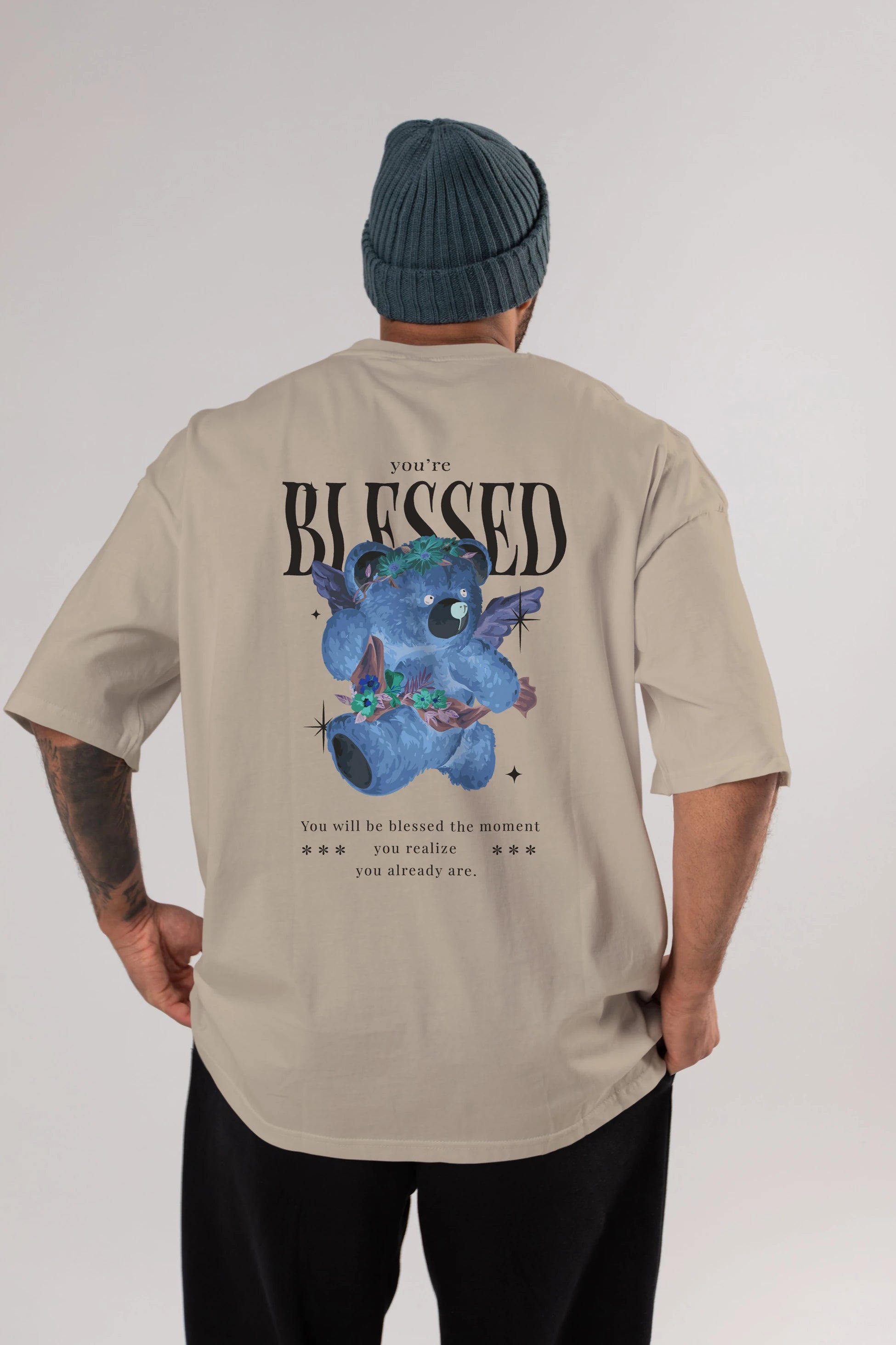 You are Blessed Bear Arka Baskılı Oversize t-shirt Erkek Kadın Unisex