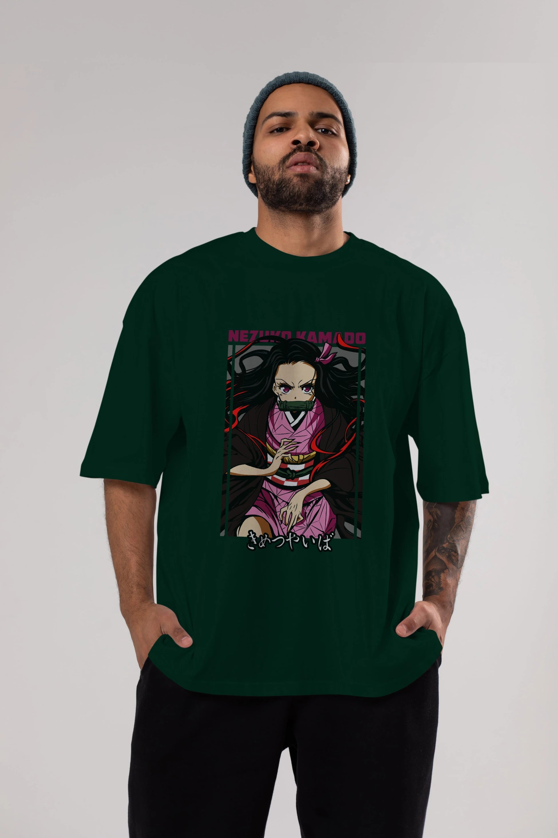 Nezuko Kamado 1 Anime Ön Baskılı Oversize t-shirt %100 pamuk Erkek Kadın Unisex