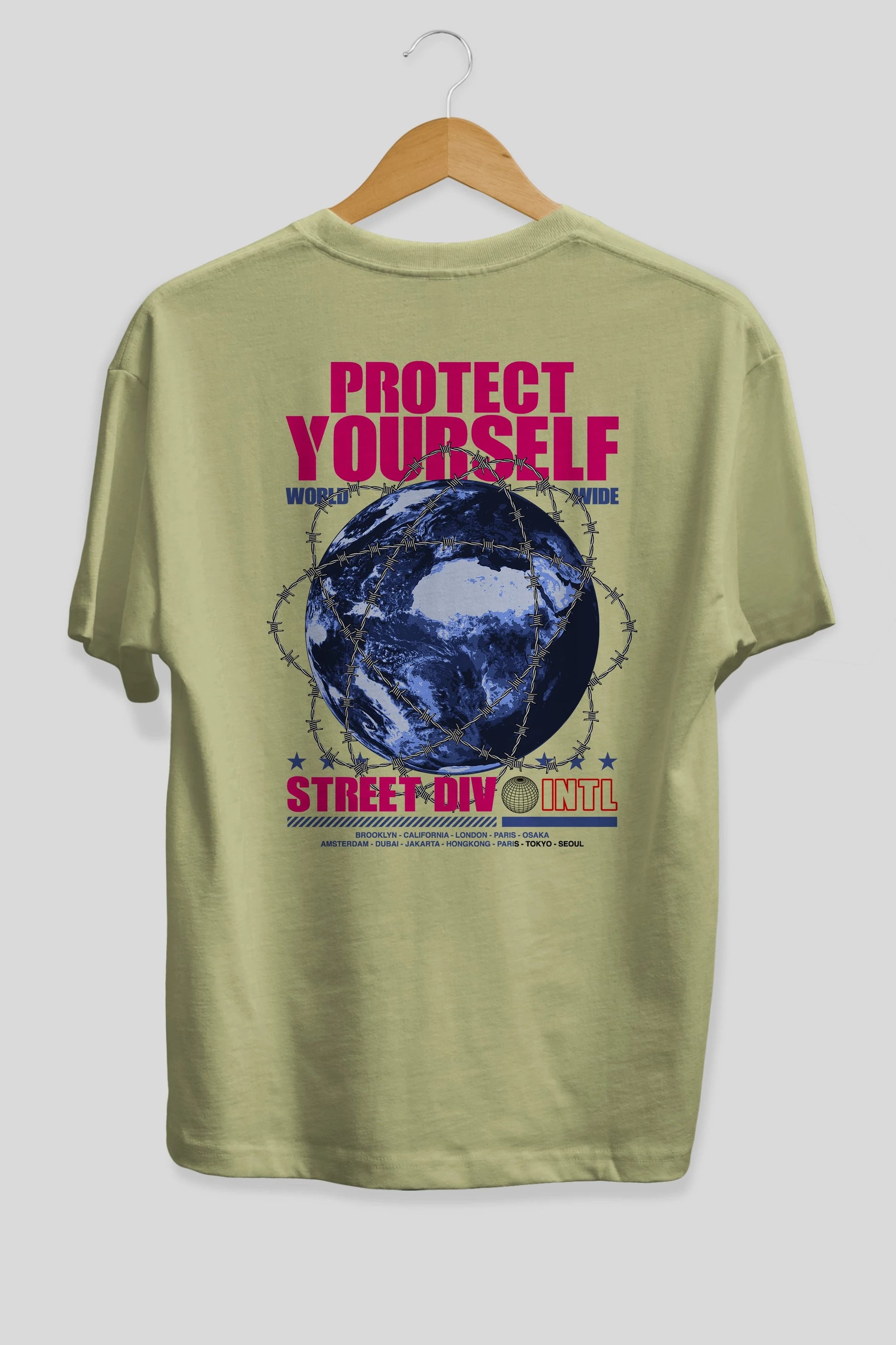 Protect Yourself Arka Baskılı Oversize t-shirt Erkek Kadın Unisex