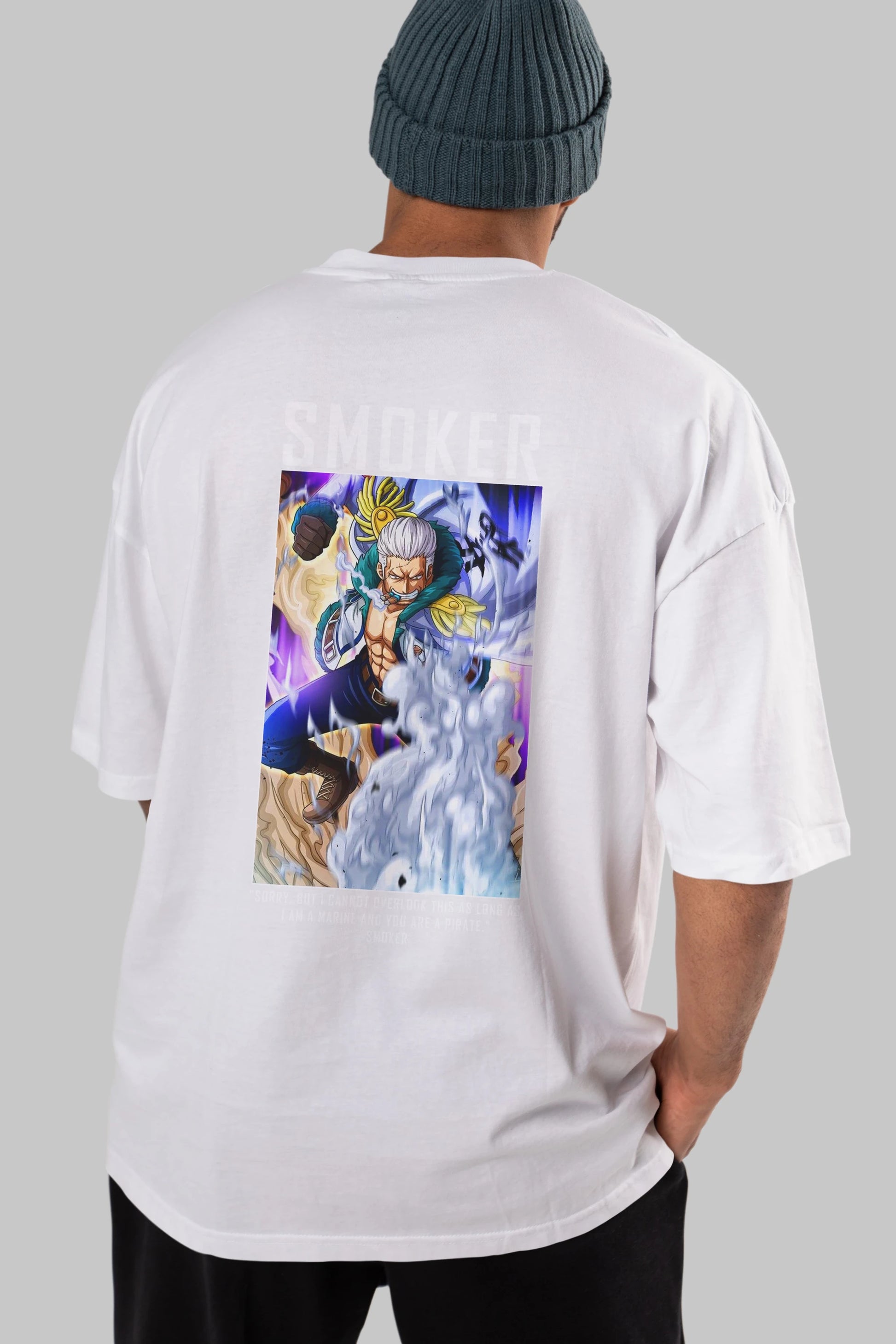 Smoker Anime Arka Baskılı Oversize t-shirt Erkek Kadın Unisex %100 pamuk tişort