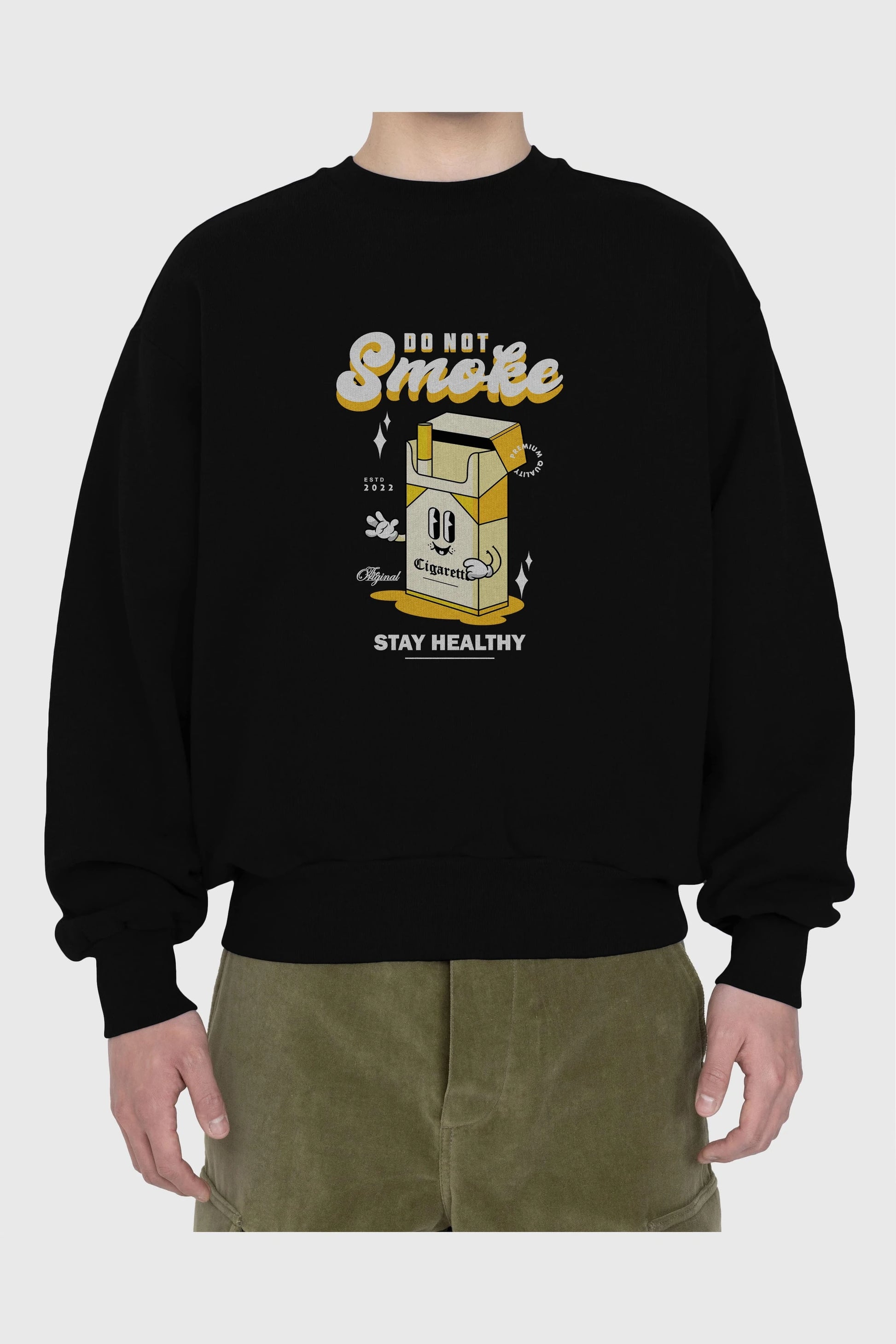 Do Not Smoke Ön Baskılı Oversize Sweatshirt Erkek Kadın Unisex