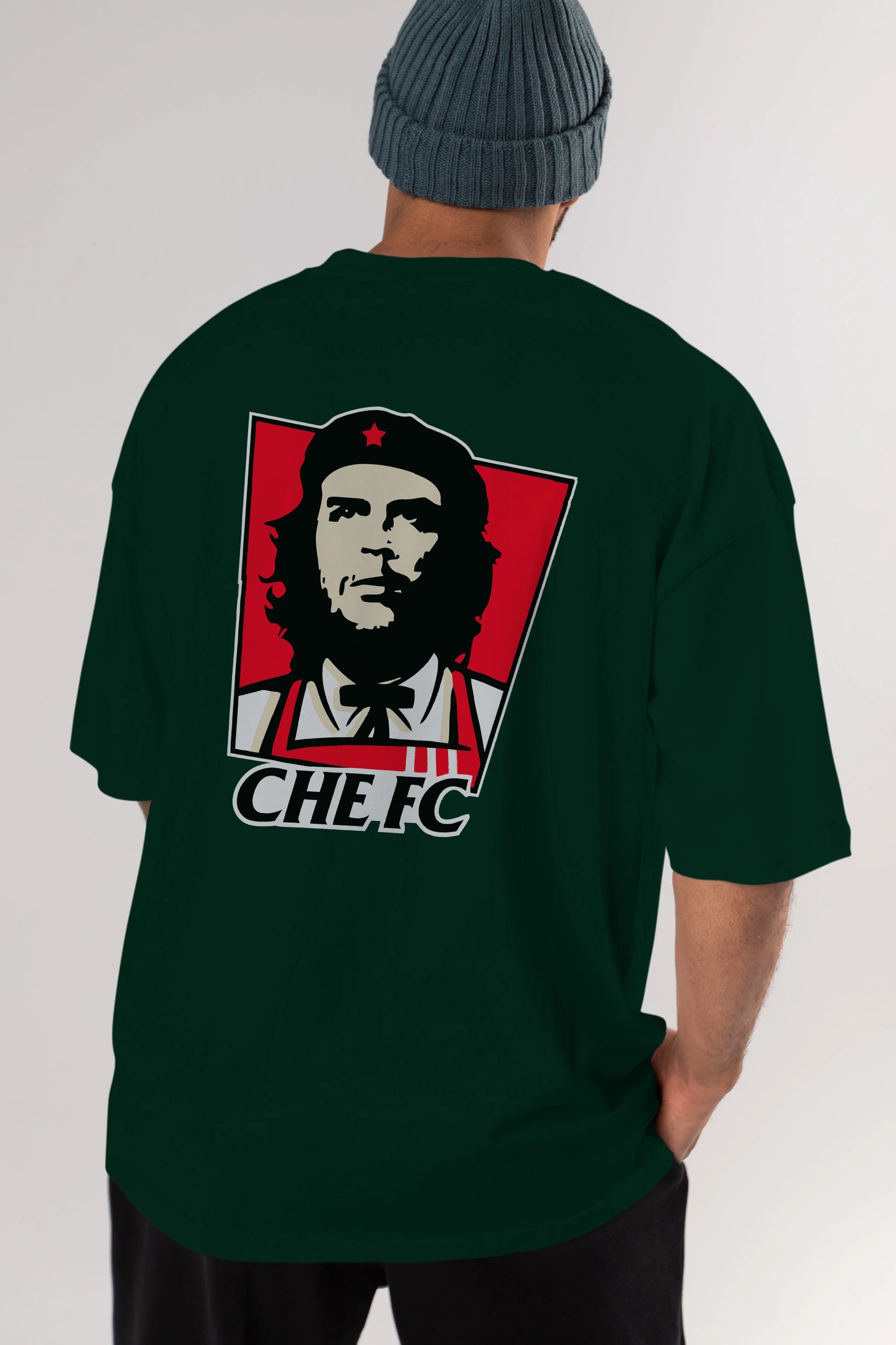 Che FC Arka Baskılı Oversize t-shirt Erkek Kadın Unisex %100 Pamuk Bisiklet Yaka tişort