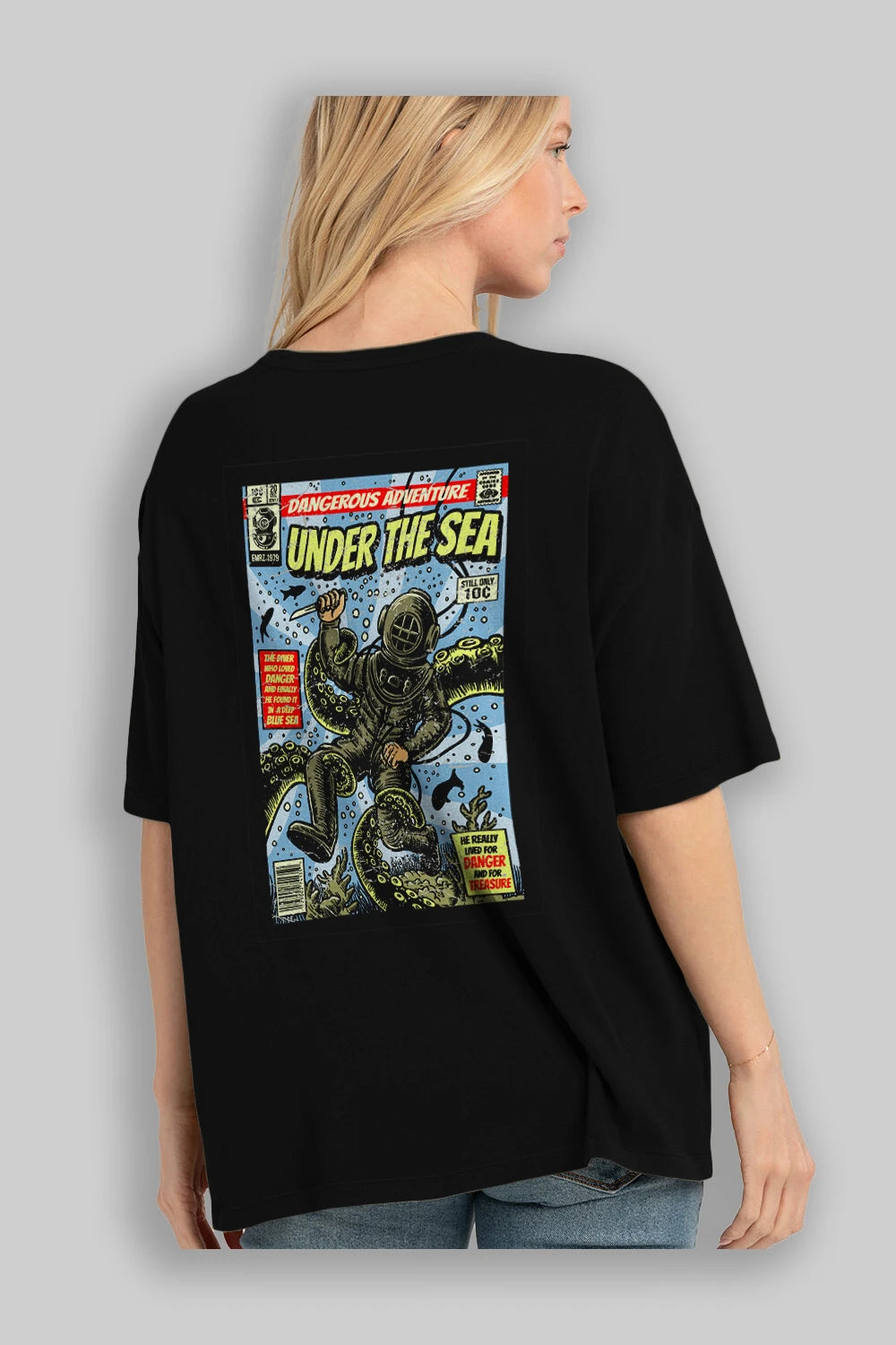 Under The Sea Arka Baskılı Oversize t-shirt Erkek Kadın Unisex %100 Pamuk