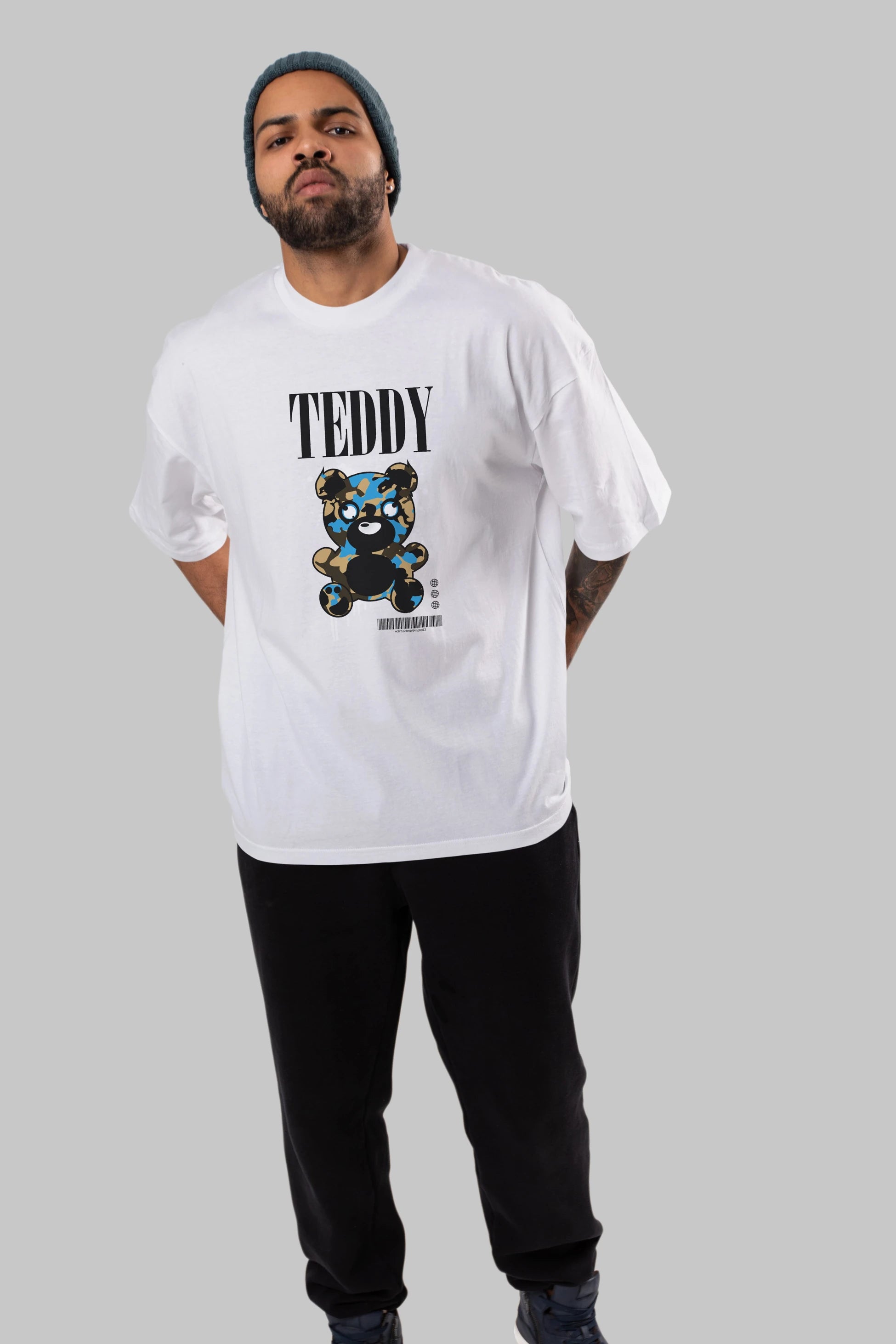 Teddy Bear Streetwear Ön Baskılı Oversize t-shirt Erkek Kadın Unisex