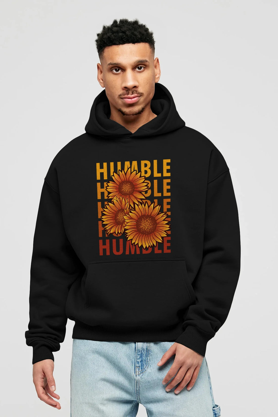 Humble 2 Ön Baskılı Hoodie Oversize Kapüşonlu Sweatshirt Erkek Kadın Unisex
