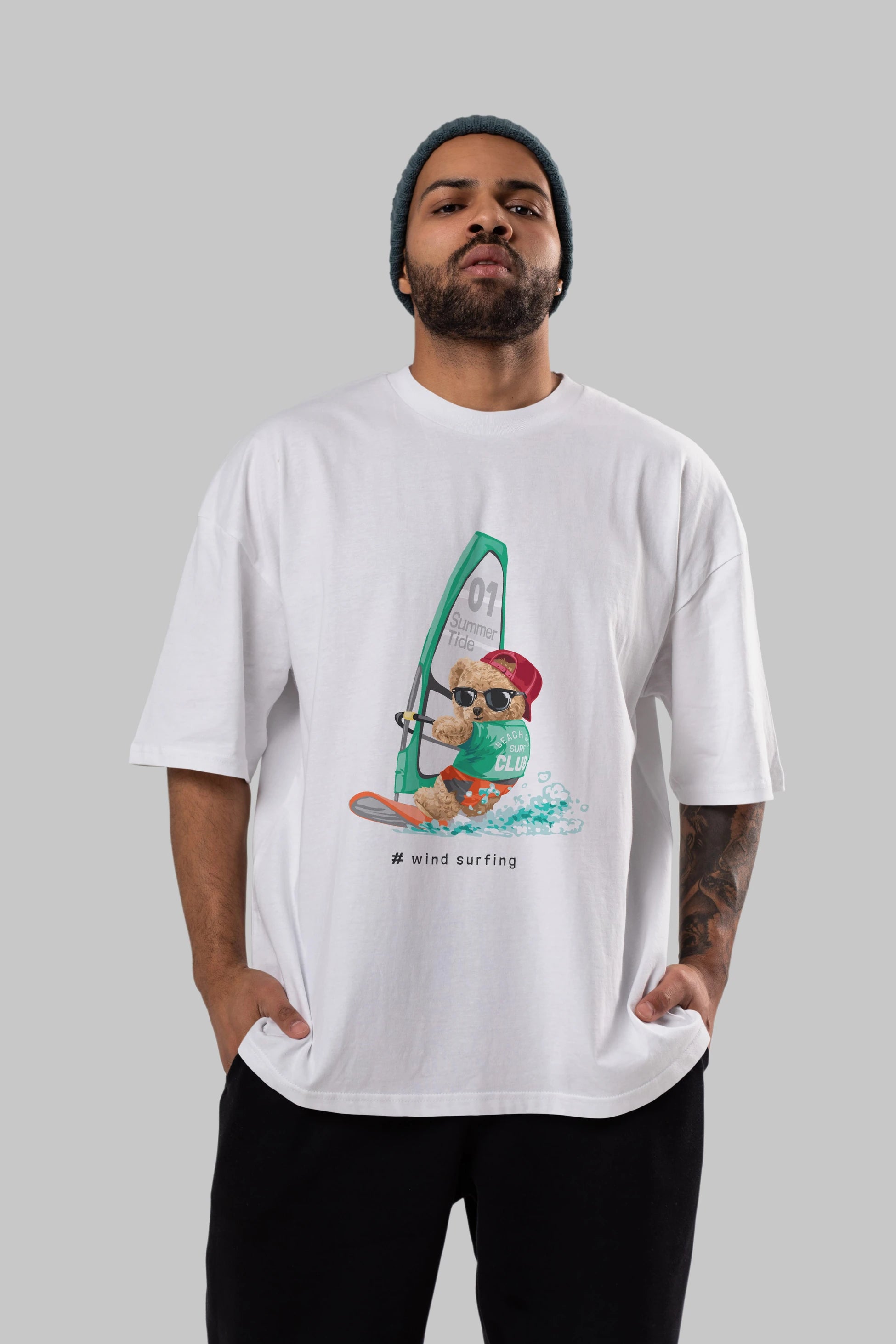 Teddy Bear Summer Tide Ön Baskılı Oversize t-shirt Erkek Kadın Unisex %100 Pamuk