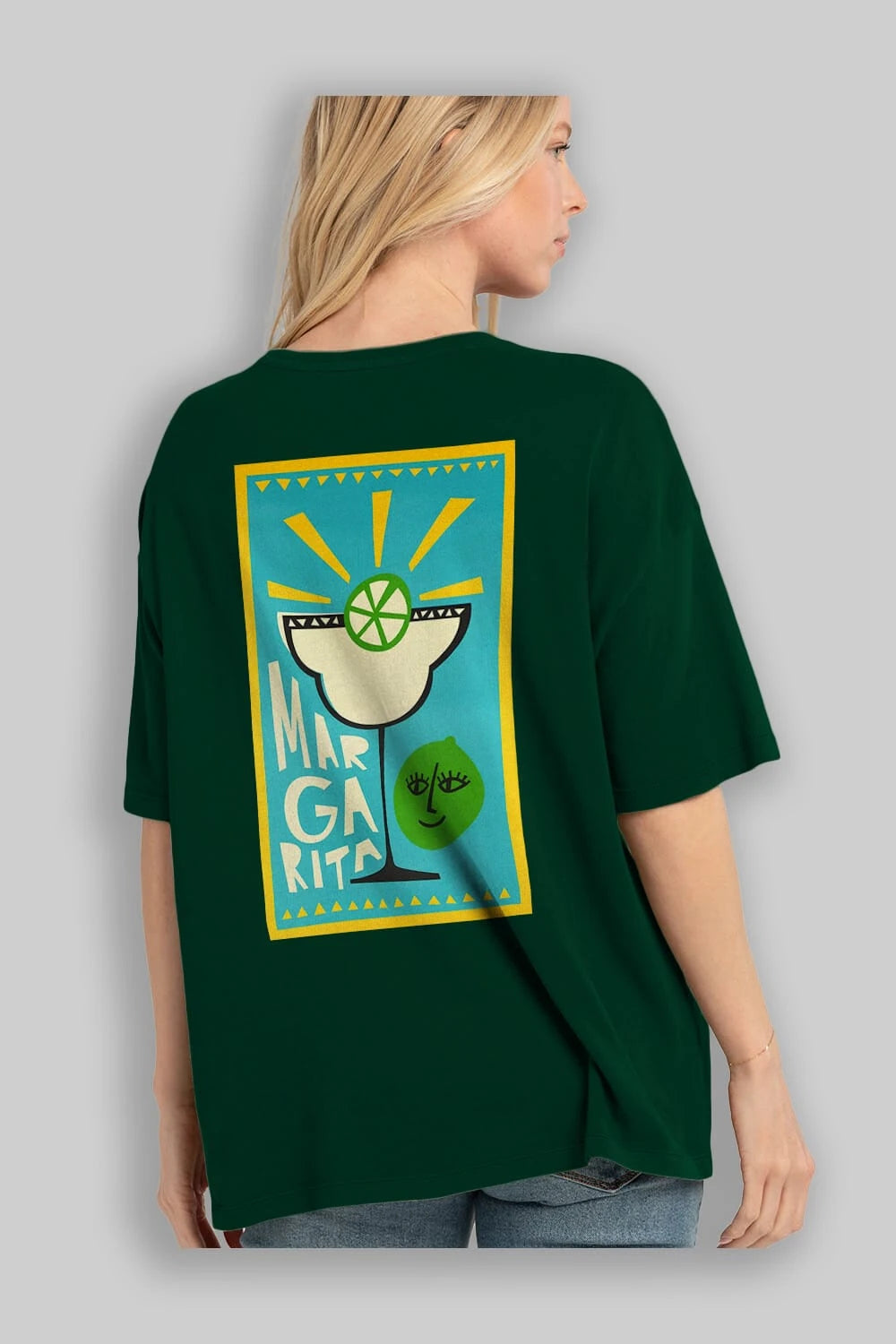 Margarita 4 Arka Baskılı Oversize t-shirt Erkek Kadın Unisex %100 Pamuk Bisiklet Yaka tişort
