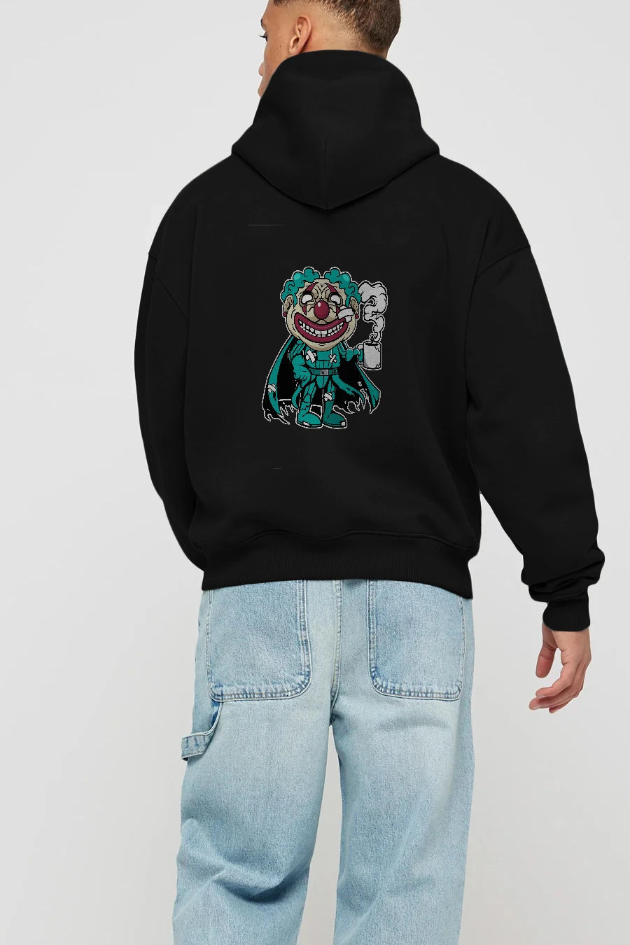 Super Clown Arka Baskılı Hoodie Oversize Kapüşonlu Sweatshirt Erkek Kadın Unisex
