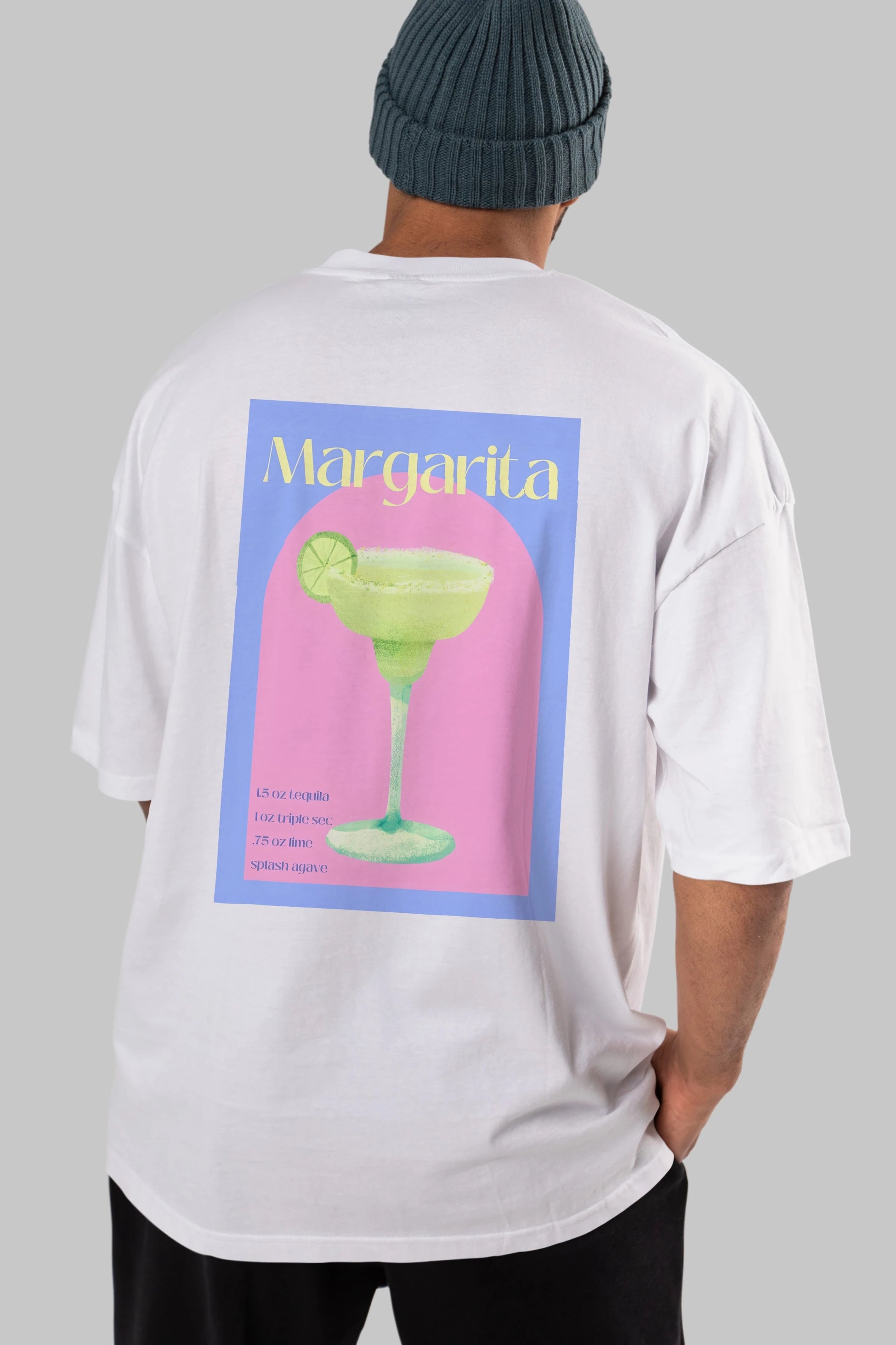 Margarita 6 Arka Baskılı Oversize t-shirt Erkek Kadın Unisex %100 Pamuk Bisiklet Yaka tişort