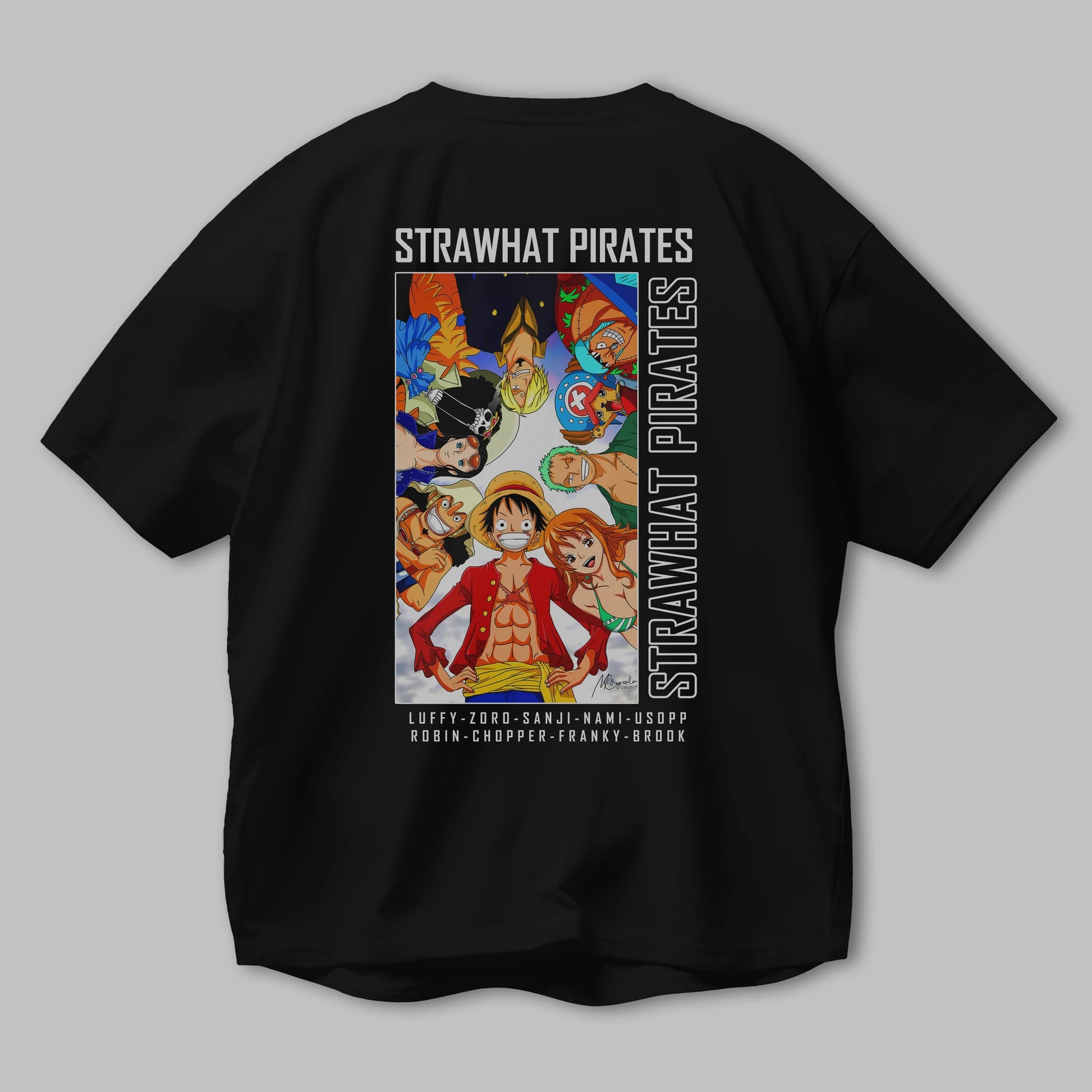 Luffy Strahwat Anime Arka Baskılı Oversize t-shirt Erkek Kadın Unisex %100 pamuk tişort