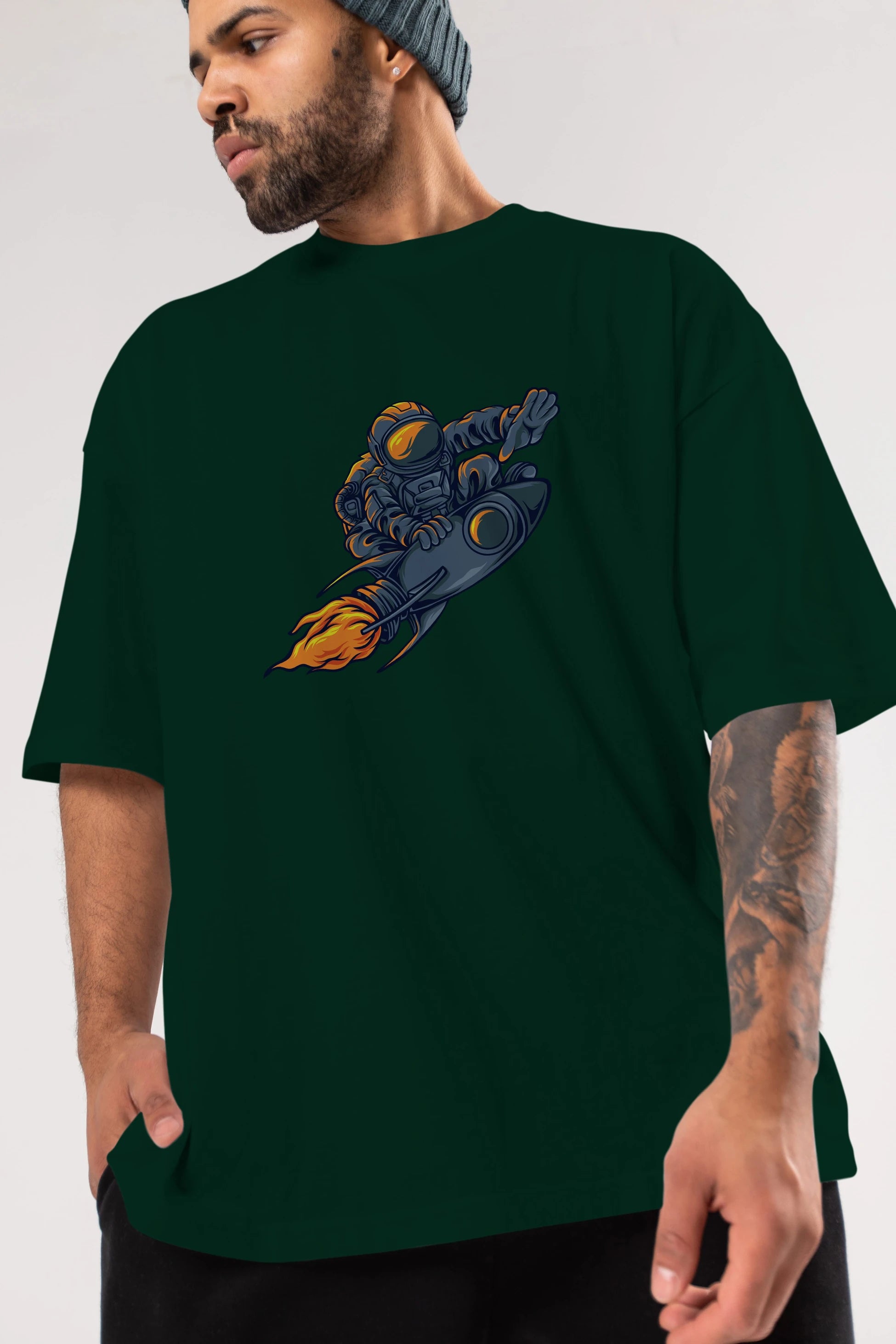 Astrocket Illustration Tshirt Ön Baskılı Oversize t-shirt Erkek Kadın Unisex