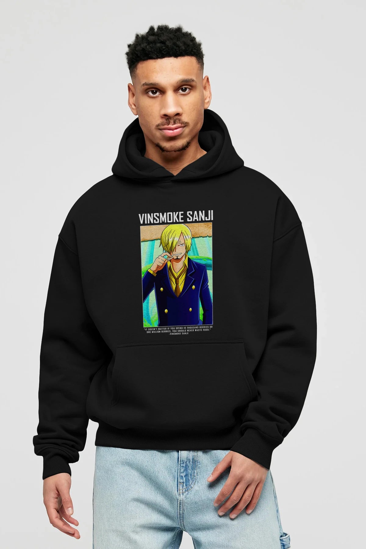 Sanji 2 Anime Ön Baskılı Hoodie Oversize Kapüşonlu Sweatshirt Erkek Kadın Unisex