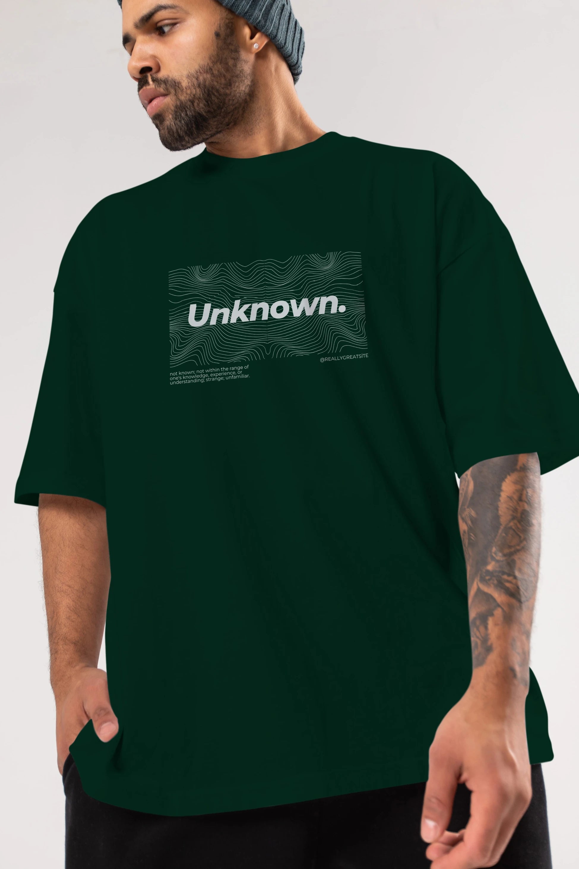 Unknown Yazılı Ön Baskılı Oversize t-shirt Erkek Kadın Unisex