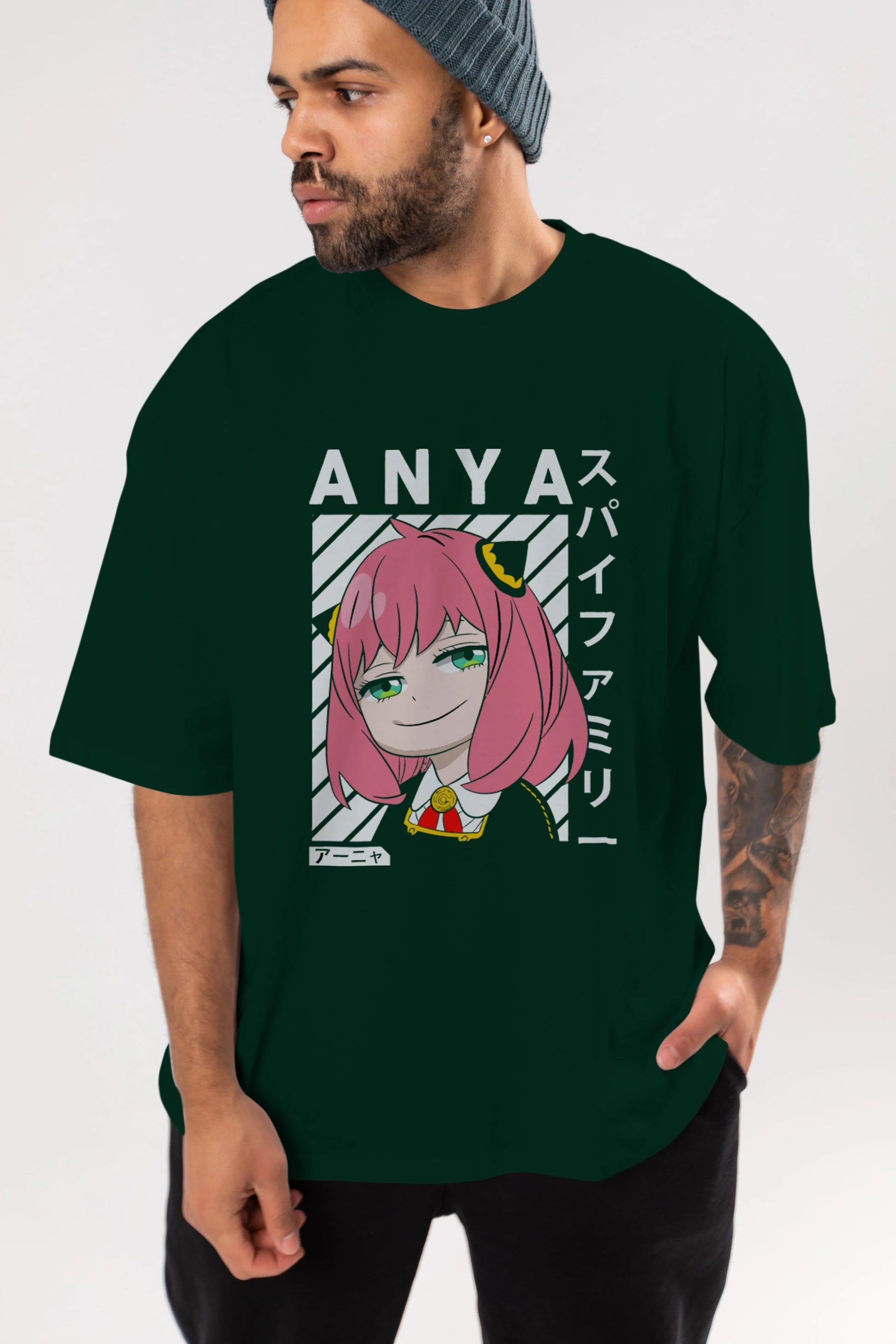 Anya SPYX FAMILY Anime Ön Baskılı Oversize t-shirt %100 pamuk Erkek Kadın Unisex