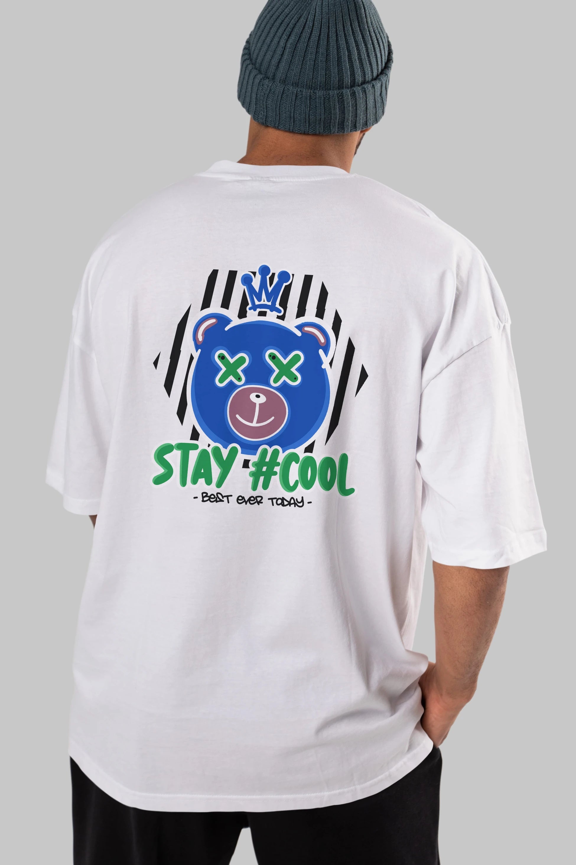 Stay Cool Bear Arka Baskılı Oversize t-shirt Erkek Kadın Unisex