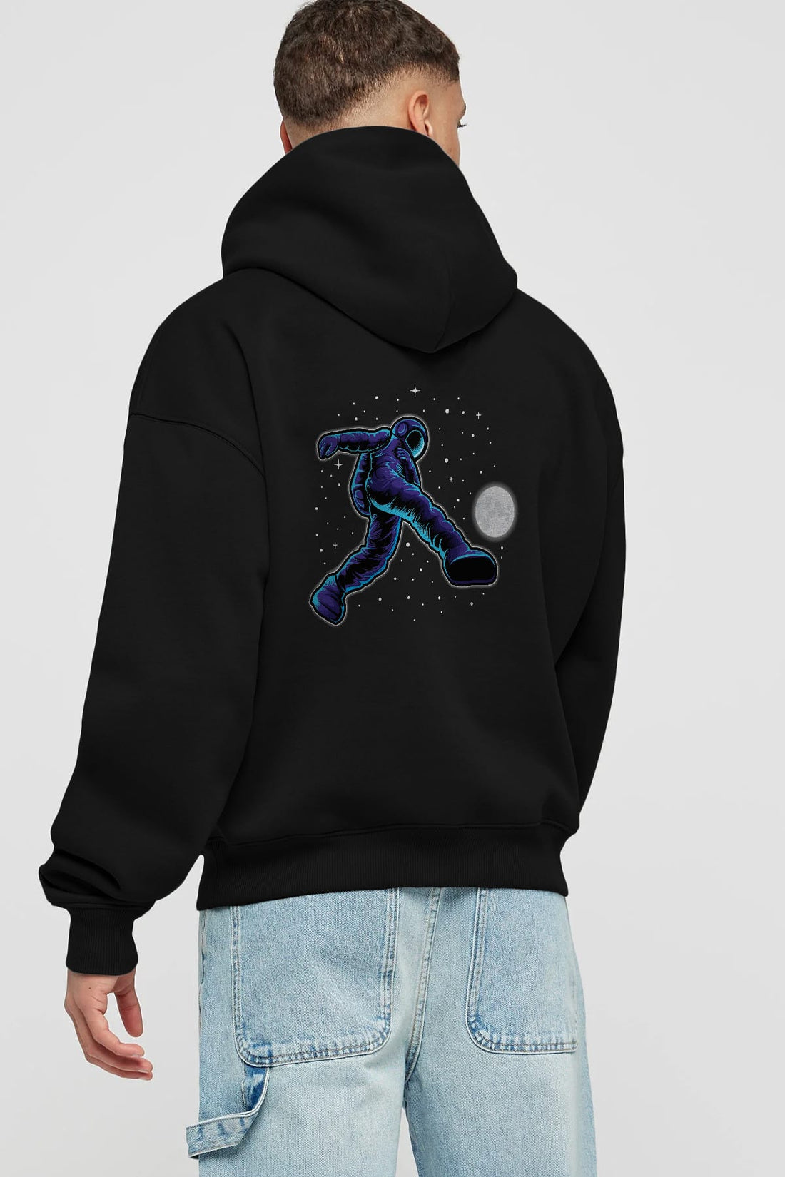 Astroball in Space Arka Baskılı Hoodie Oversize Kapüşonlu Sweatshirt Erkek Kadın Unisex