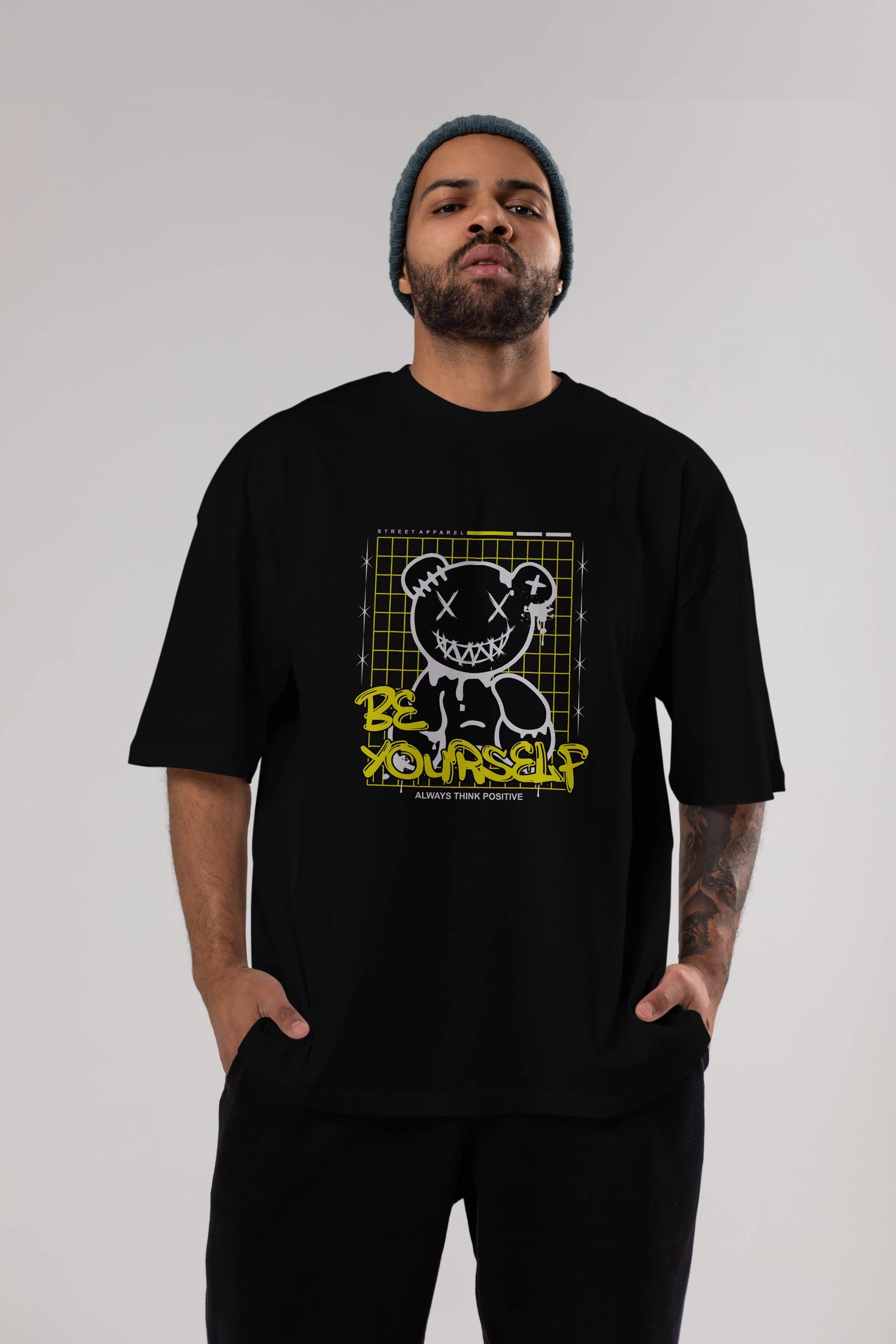 Teddy Bear Be Yourself Ön Baskılı Oversize t-shirt Erkek Kadın Unisex