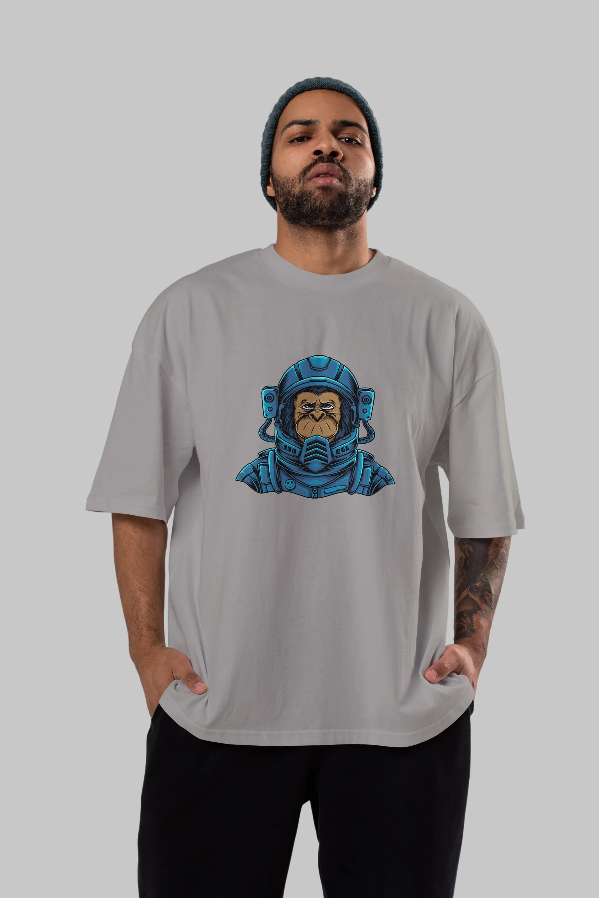 Astromonkey Ön Baskılı Oversize t-shirt Erkek Kadın Unisex