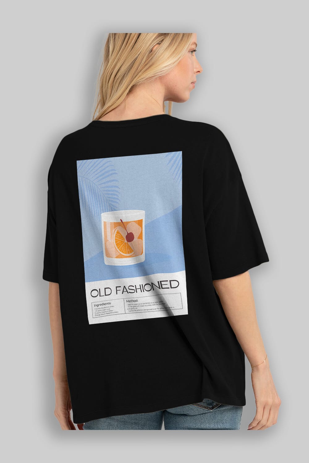 Old Fashioned 3 Arka Baskılı Oversize t-shirt Erkek Kadın Unisex %100 Pamuk Bisiklet Yaka tişort